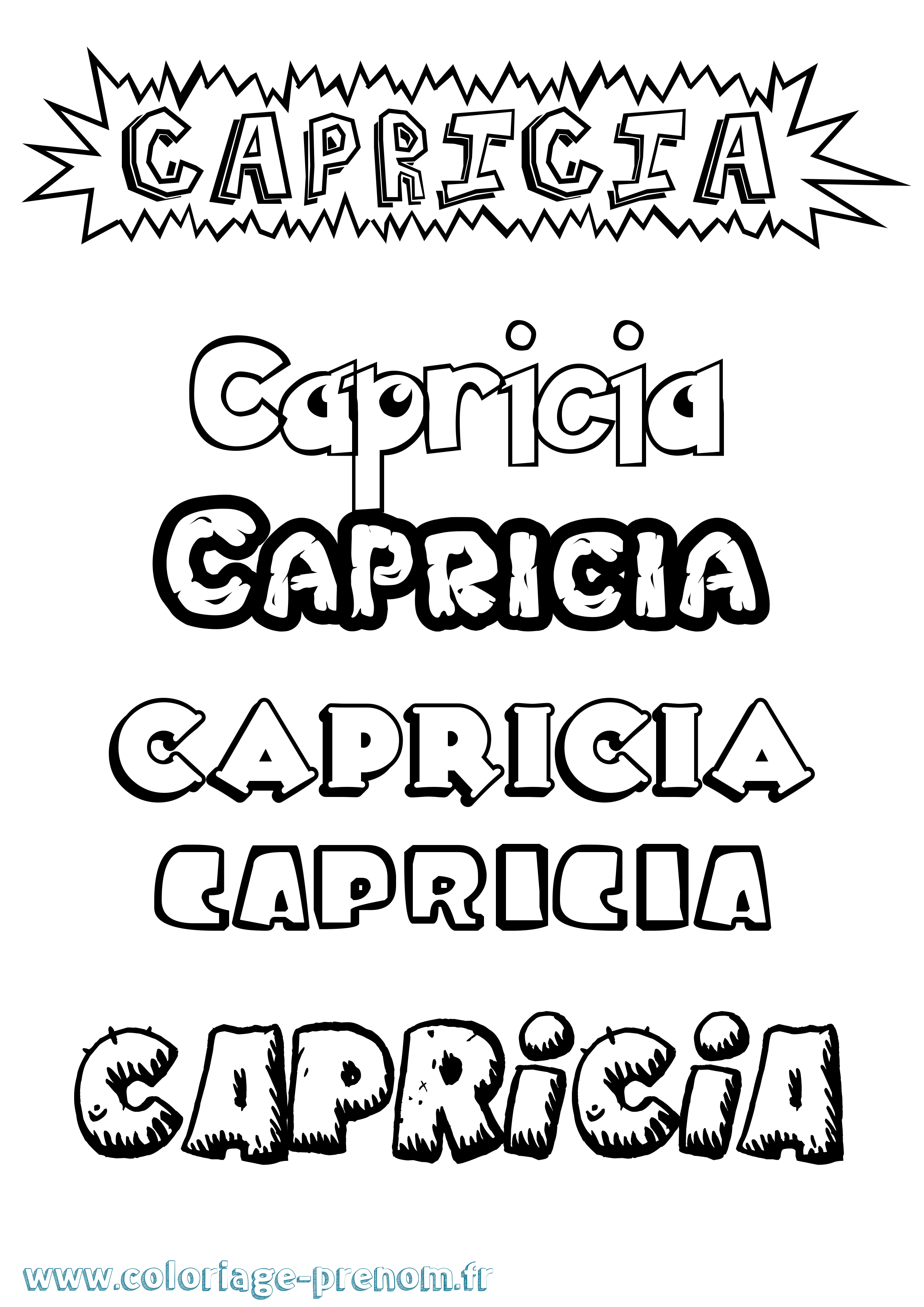 Coloriage prénom Capricia Dessin Animé