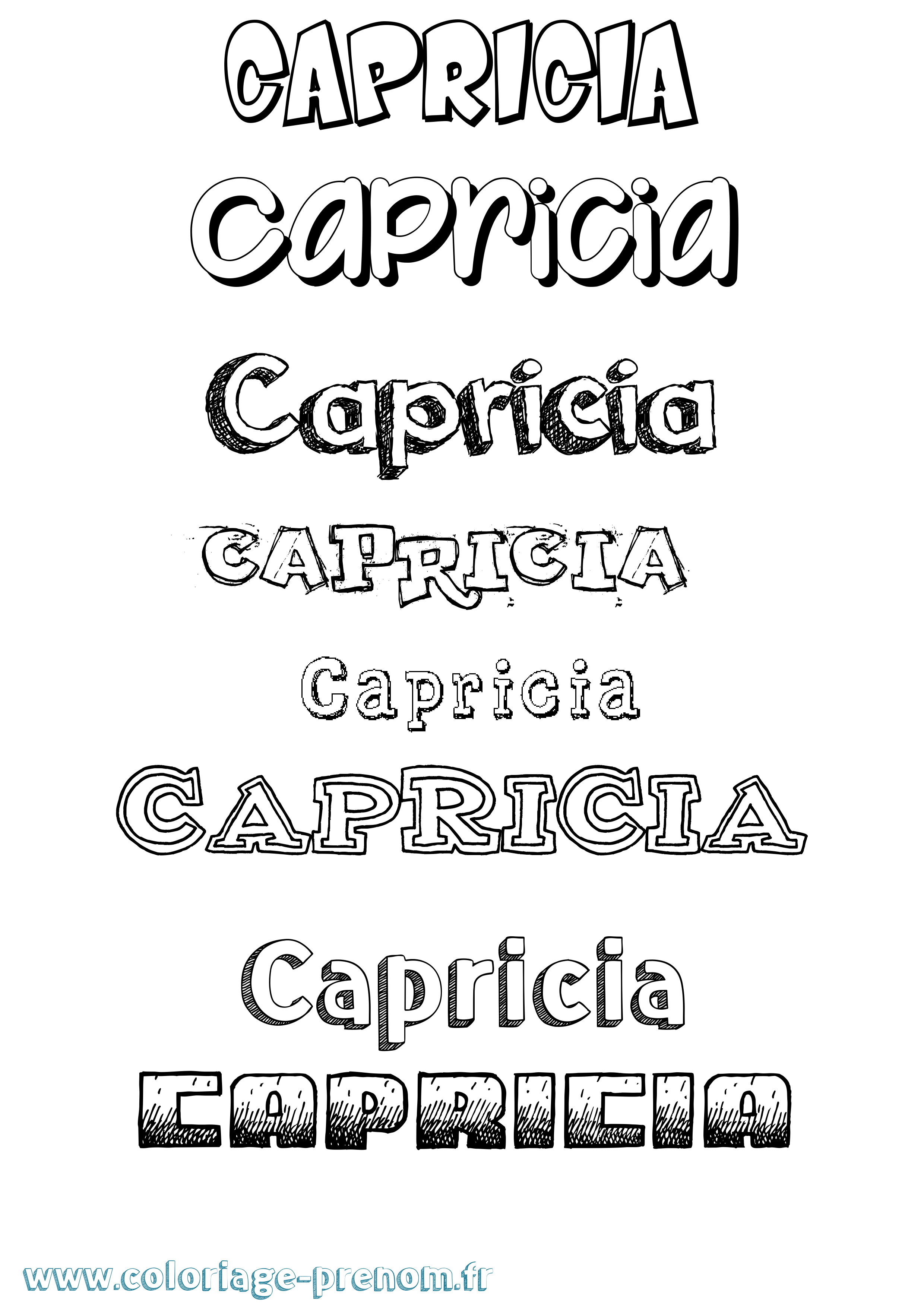 Coloriage prénom Capricia Dessiné