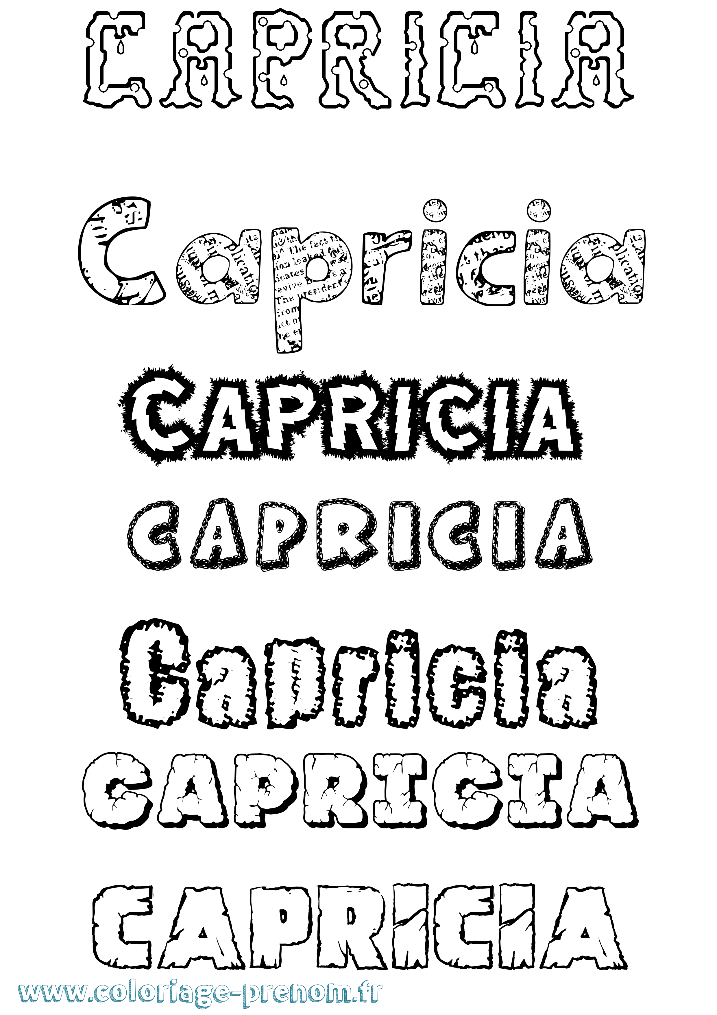 Coloriage prénom Capricia Destructuré