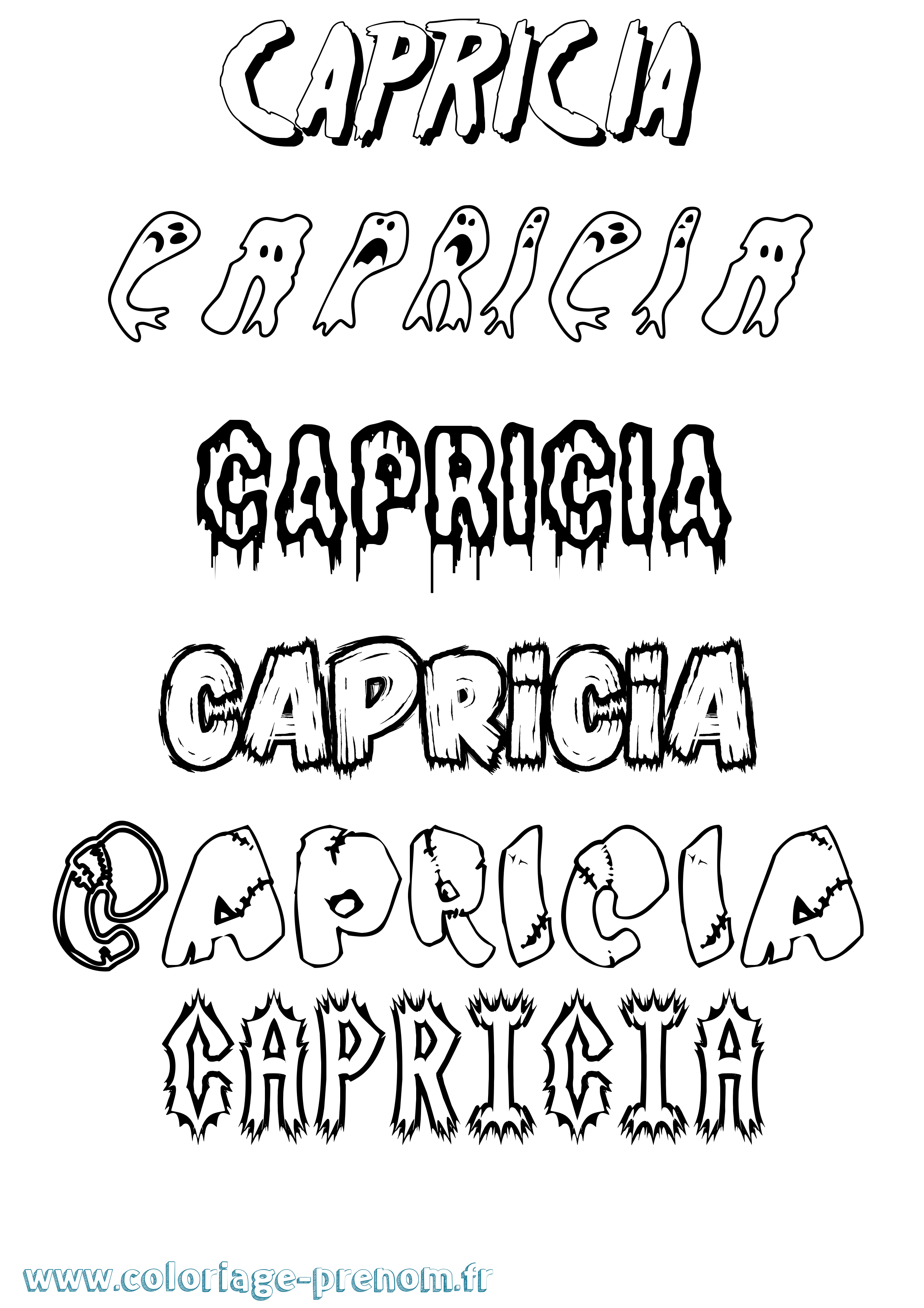Coloriage prénom Capricia Frisson