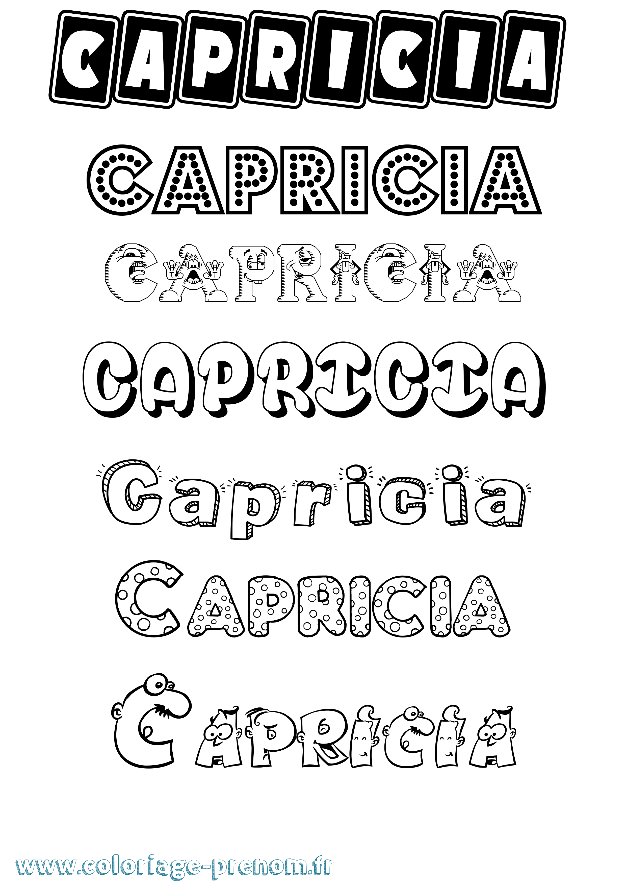 Coloriage prénom Capricia Fun