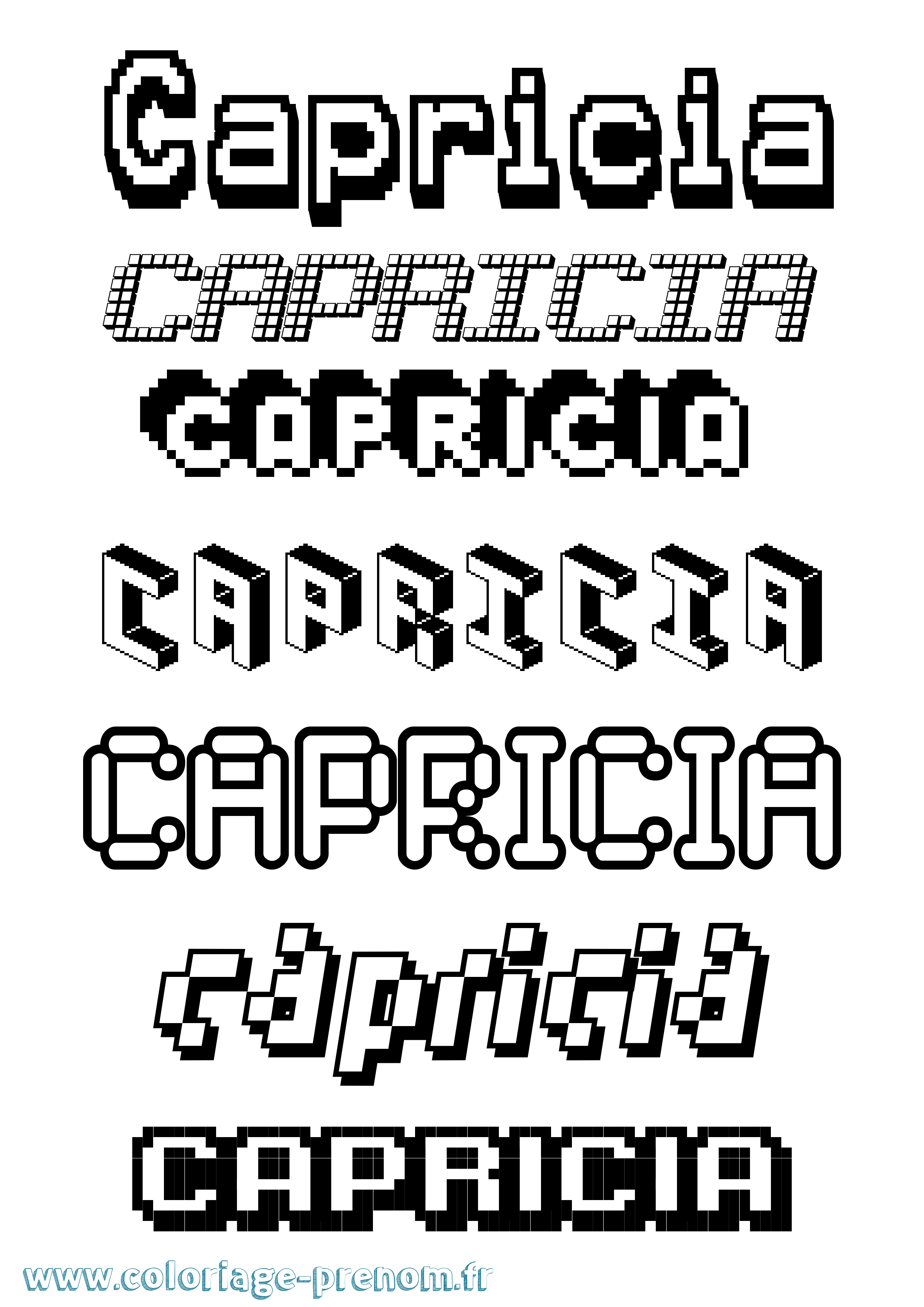Coloriage prénom Capricia Pixel