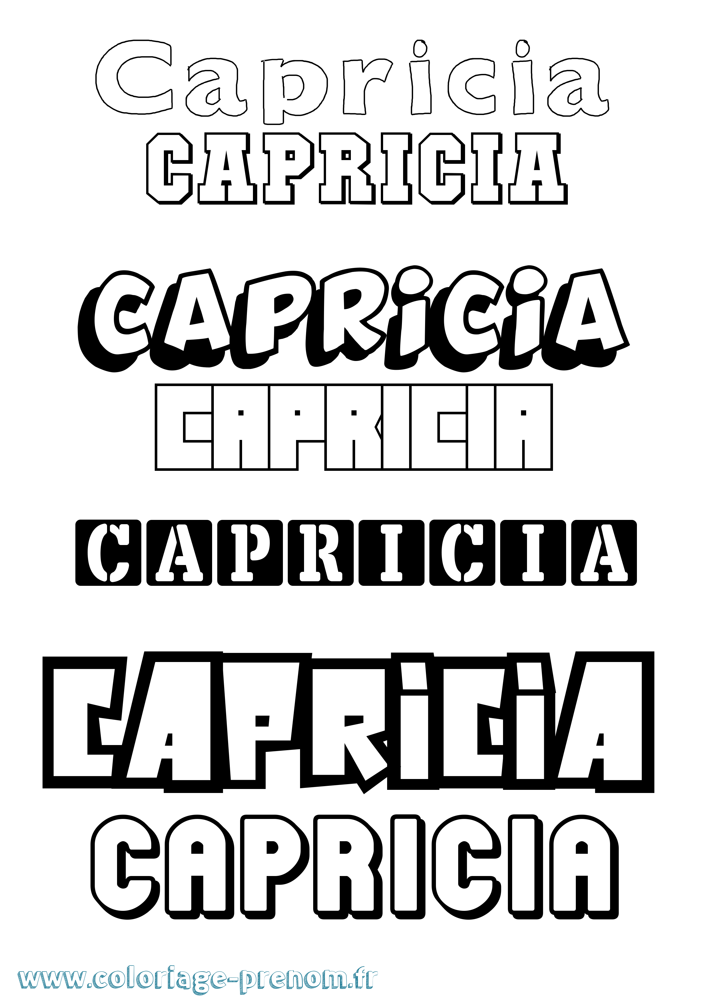 Coloriage prénom Capricia Simple