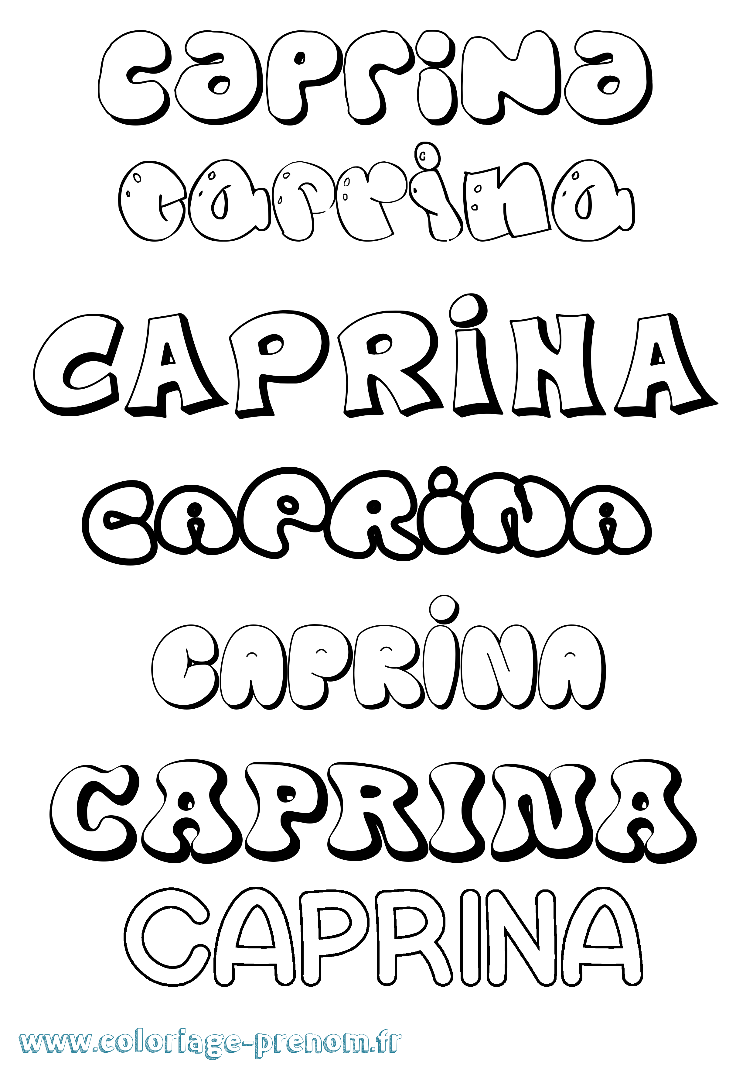 Coloriage Caprina Bubble Coloriage prénom Caprina Bubble
