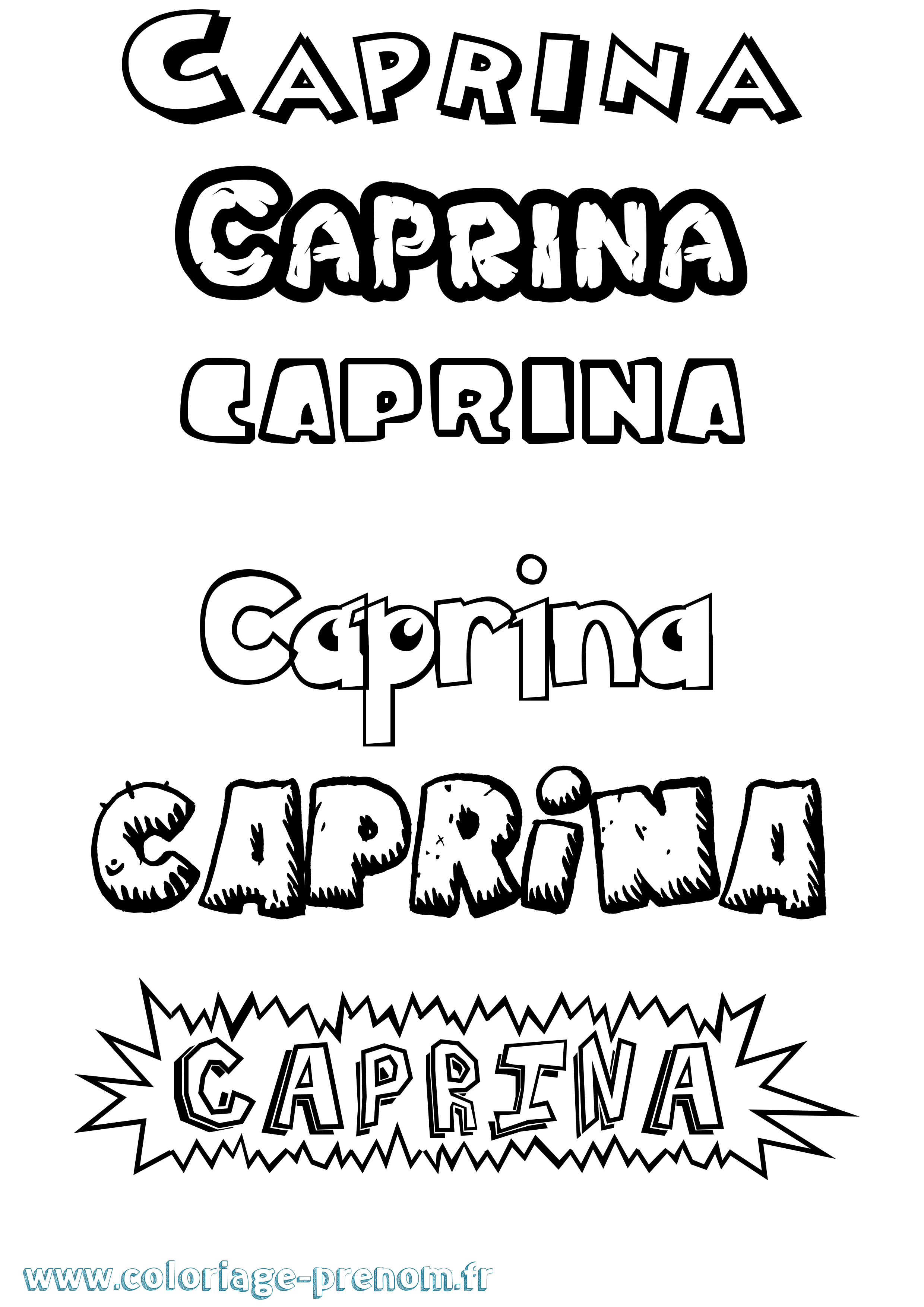 Coloriage Caprina Dessin Animé Coloriage prénom Caprina Dessin Animé