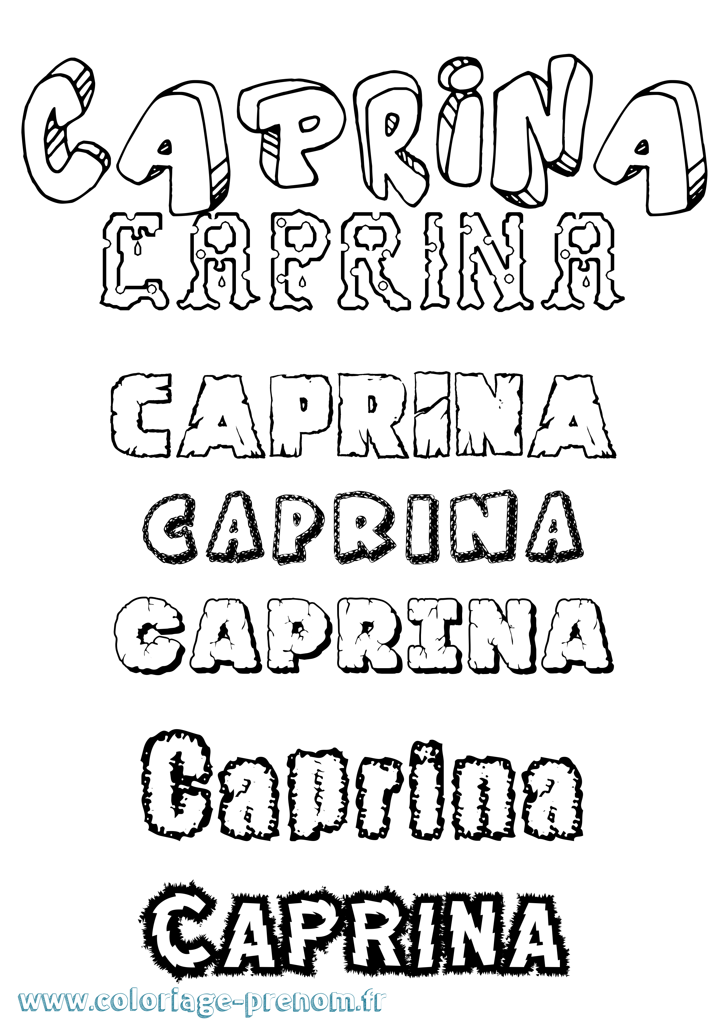 Coloriage Caprina Destructuré Coloriage prénom Caprina Destructuré
