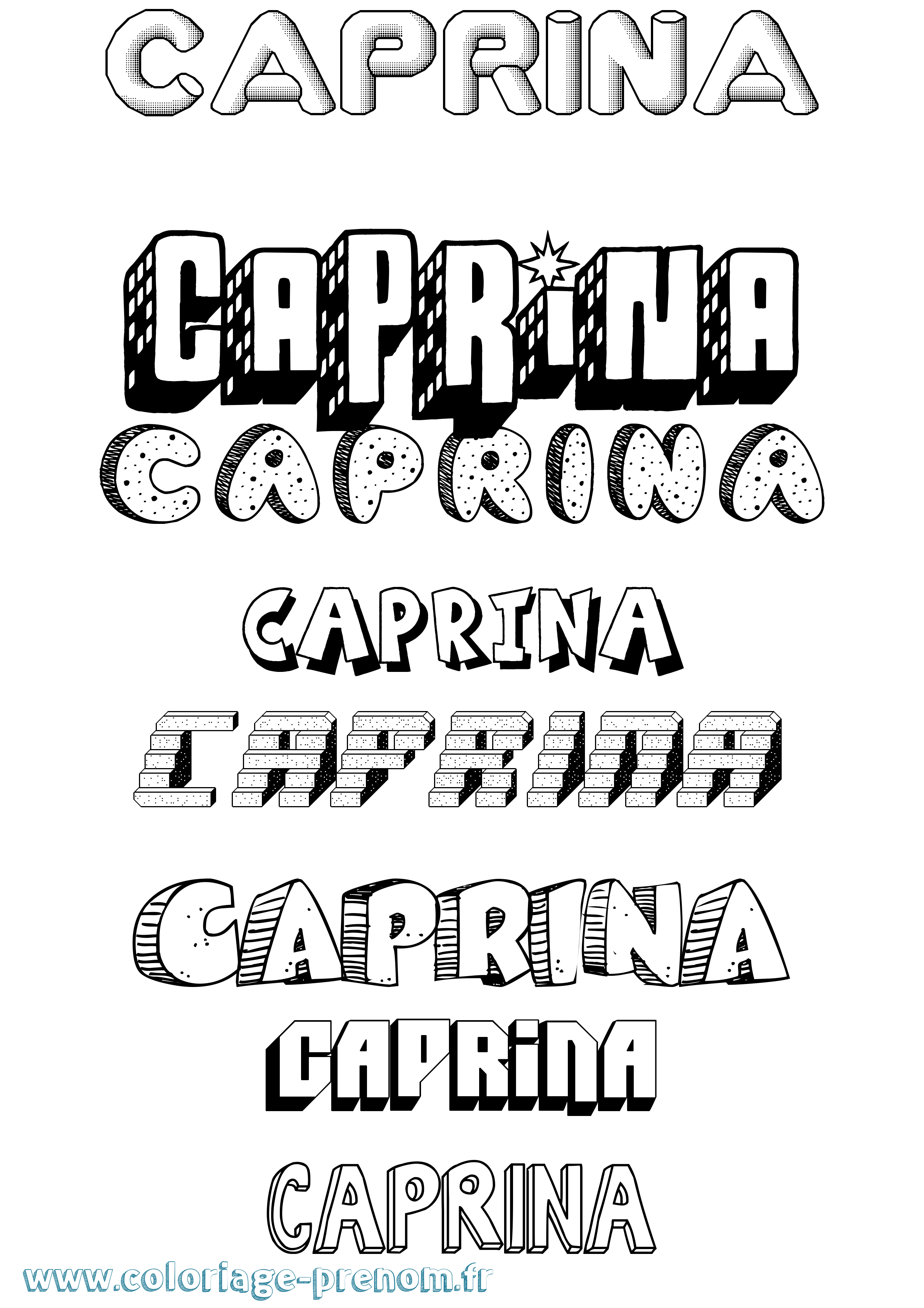 Coloriage Caprina Effet 3D Coloriage prénom Caprina Effet 3D