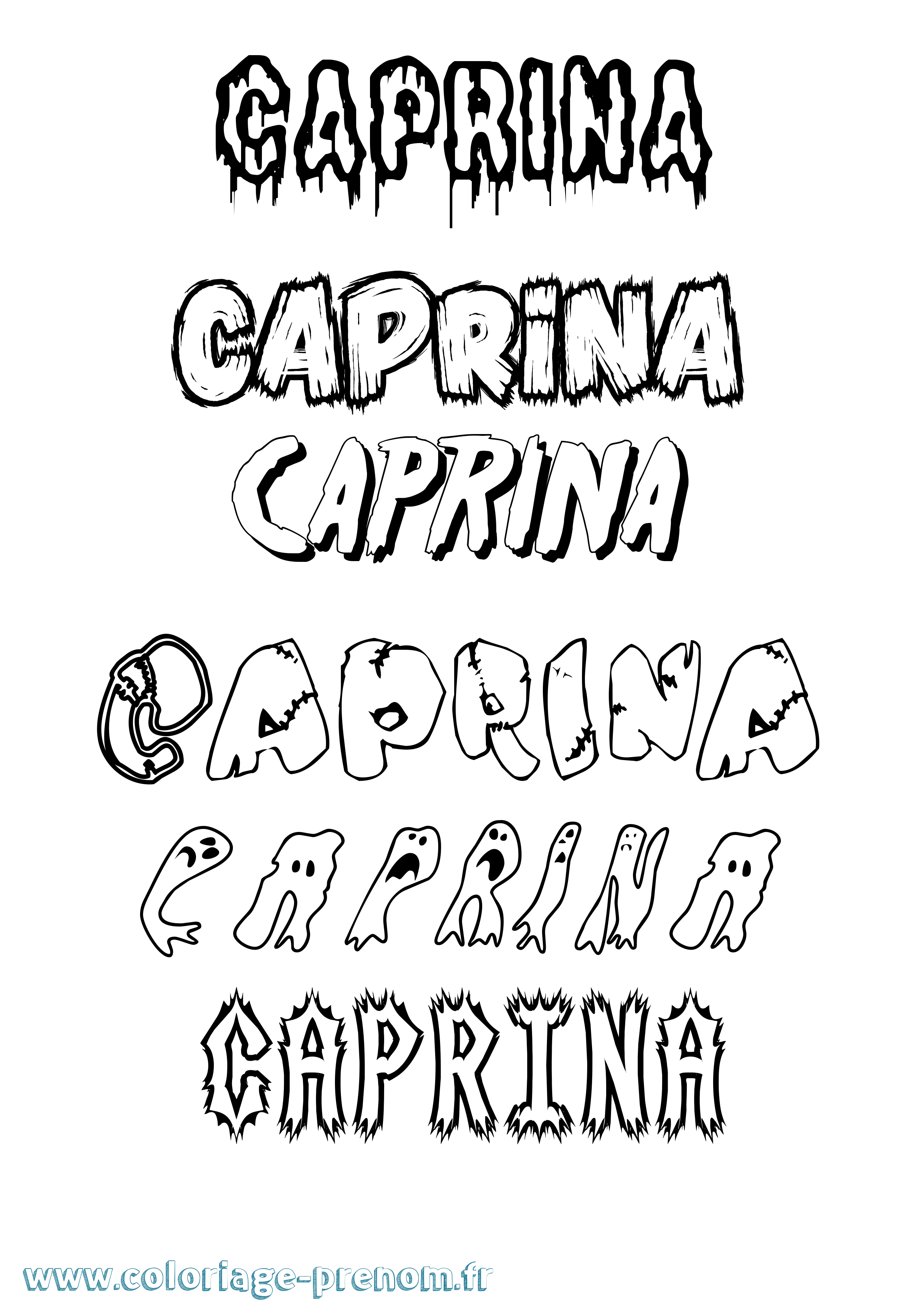 Coloriage Caprina Frisson Coloriage prénom Caprina Frisson