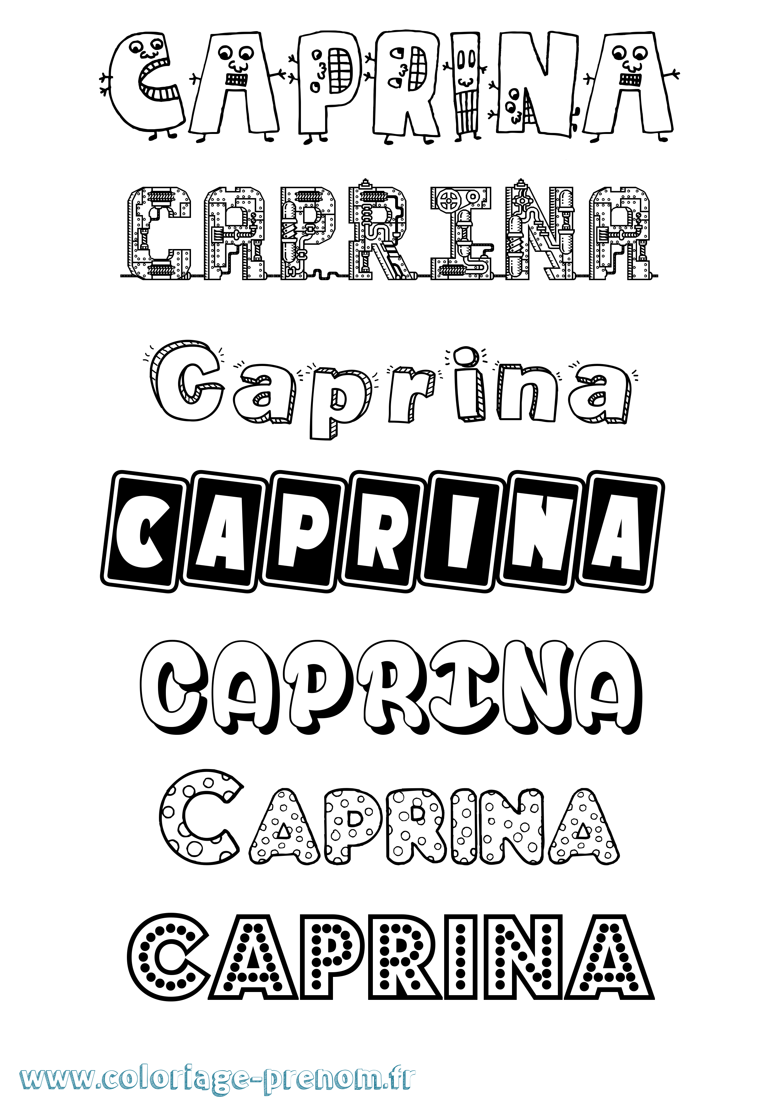 Coloriage Caprina Fun Coloriage prénom Caprina Fun