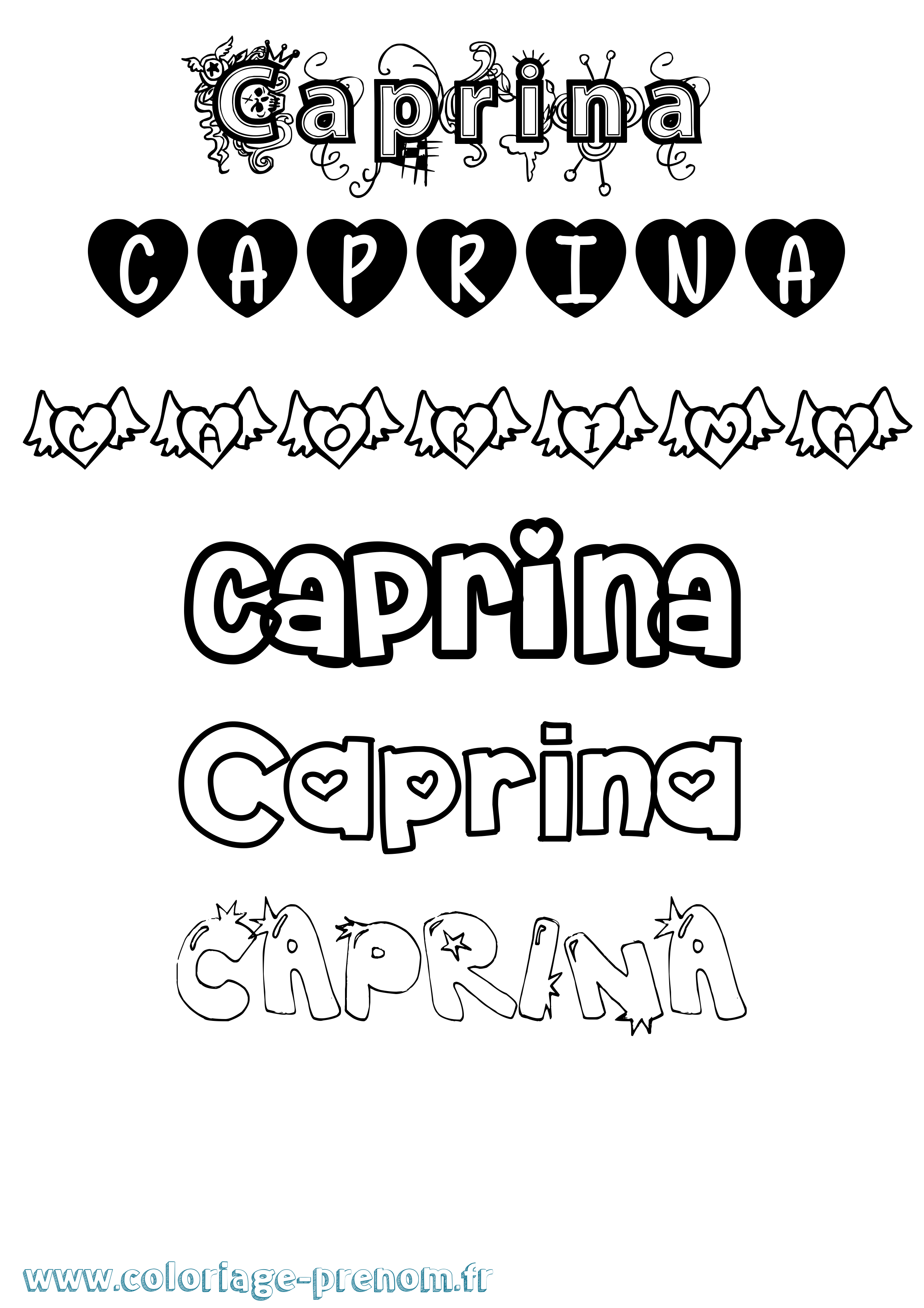 Coloriage Caprina Girly Coloriage prénom Caprina Girly