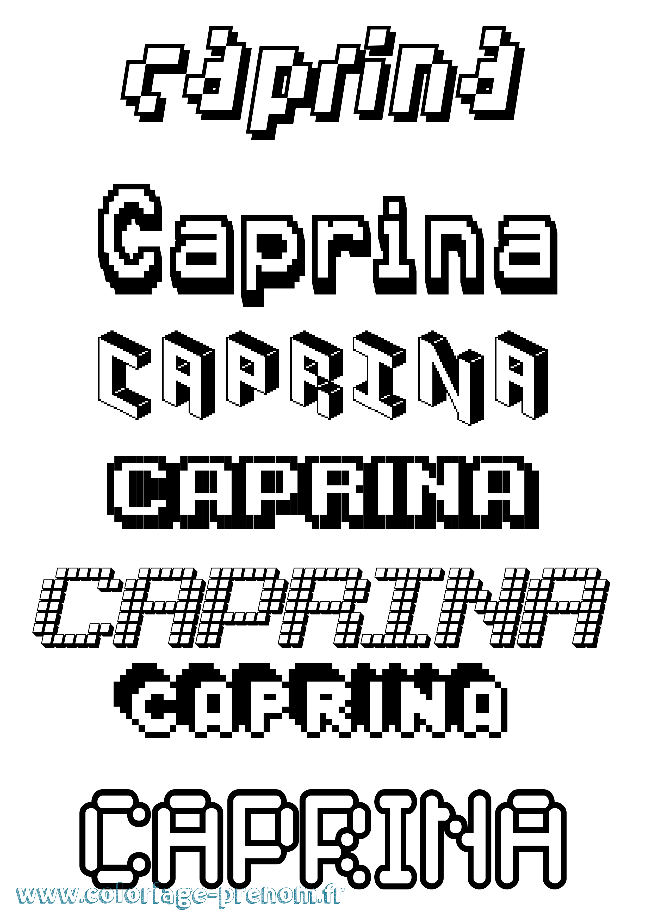Coloriage Caprina Pixel Coloriage prénom Caprina Pixel