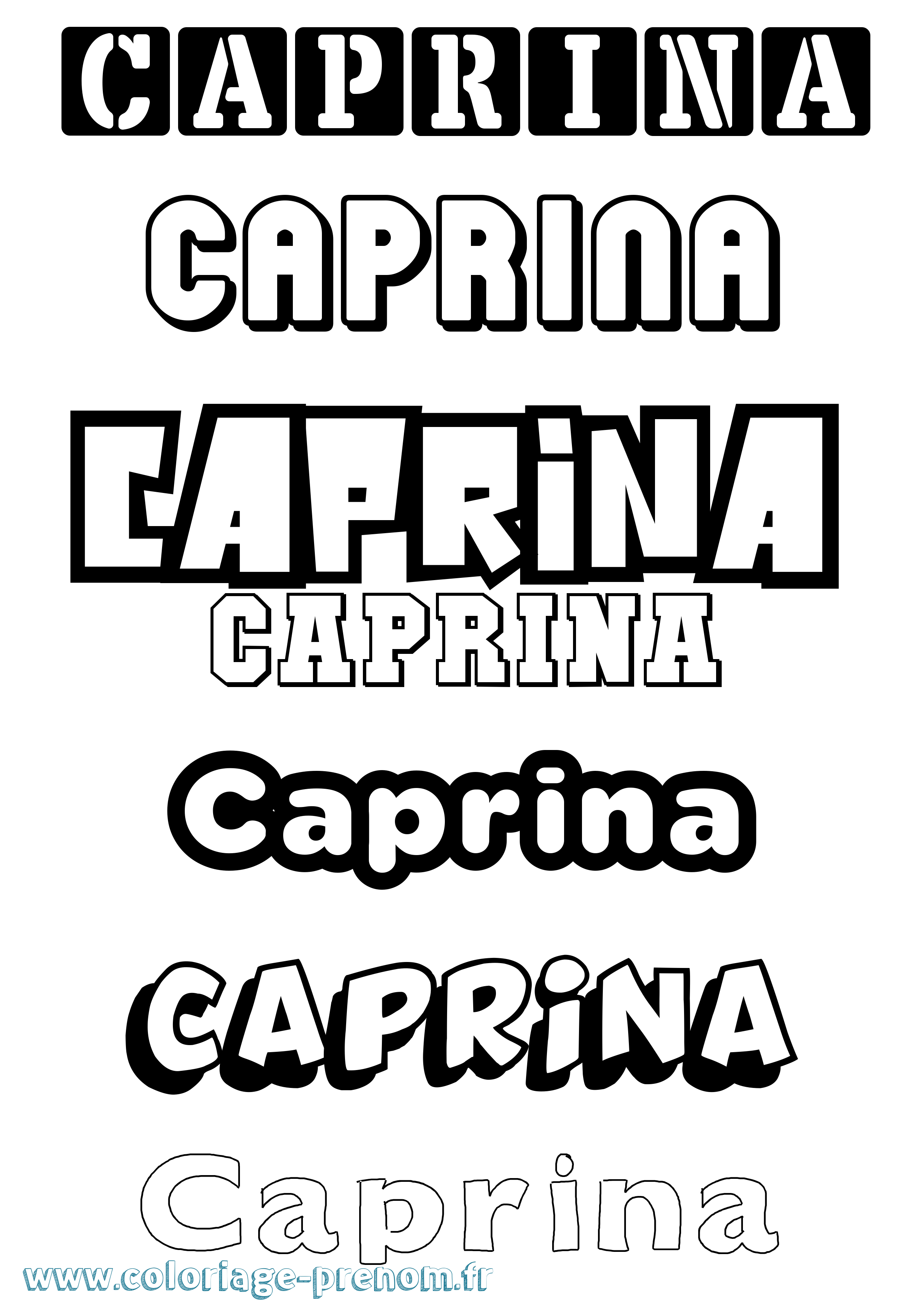 Coloriage Caprina Simple Coloriage prénom Caprina Simple