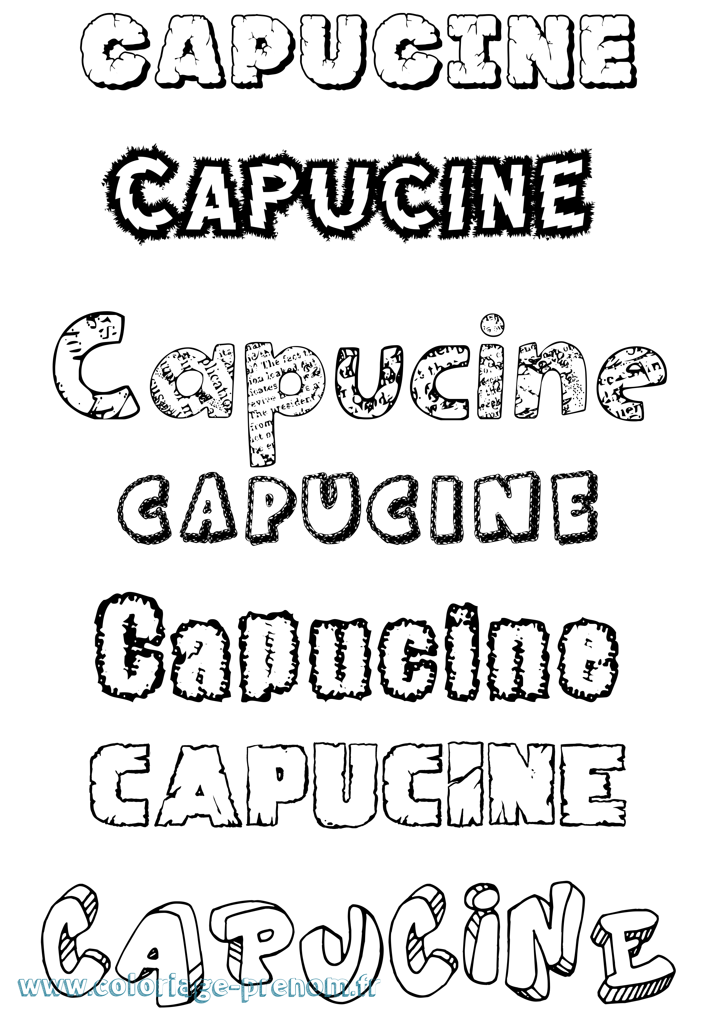 Coloriage prénom Capucine Destructuré