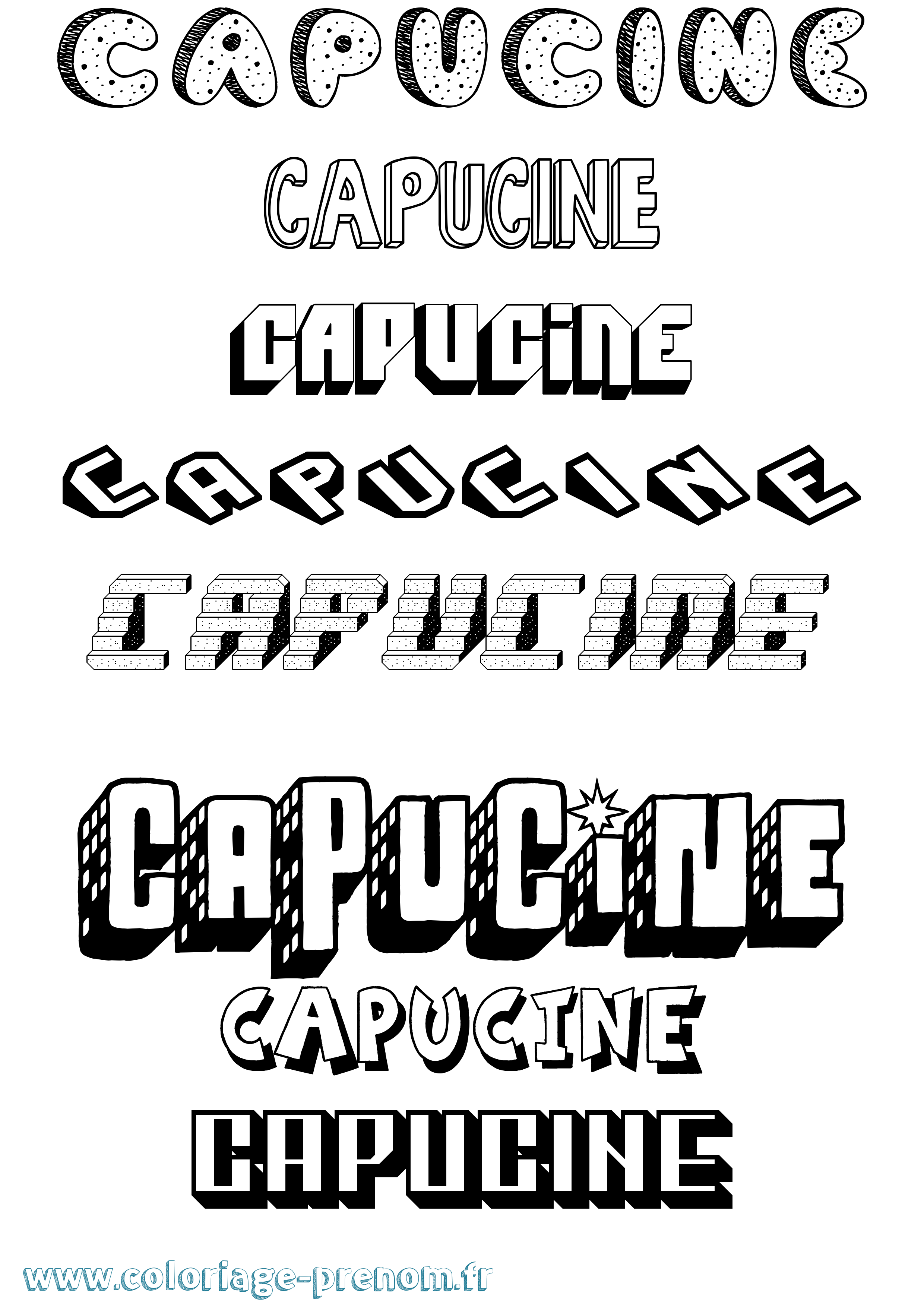 Coloriage prénom Capucine Effet 3D