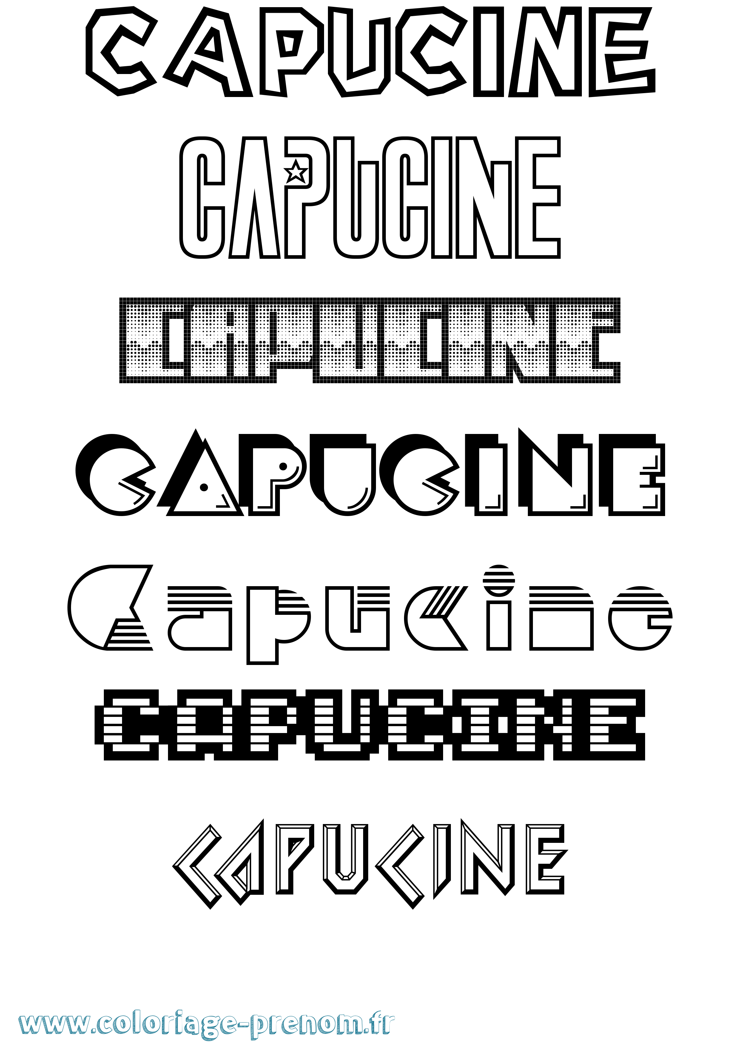Coloriage prénom Capucine