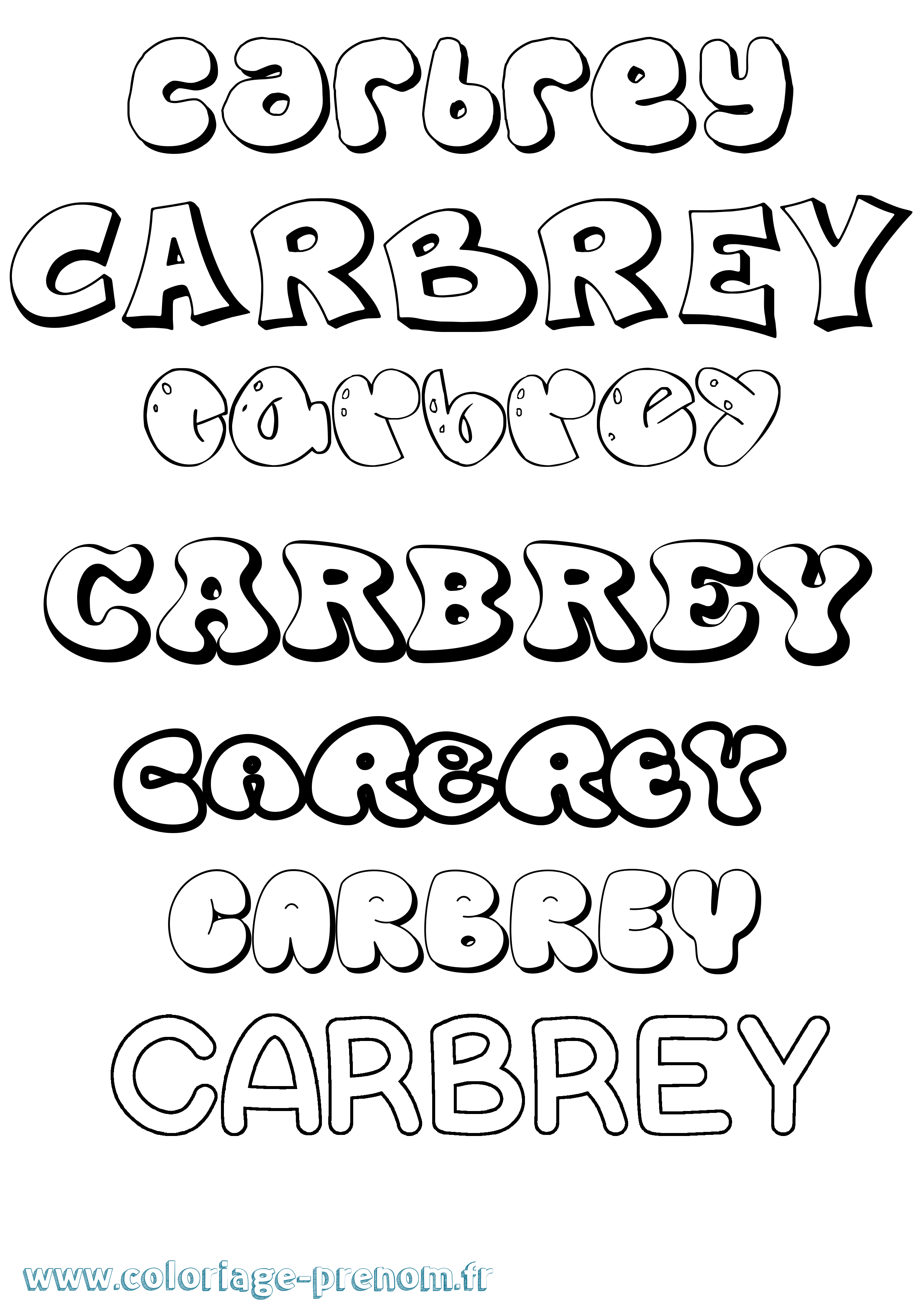 Coloriage prénom Carbrey Bubble