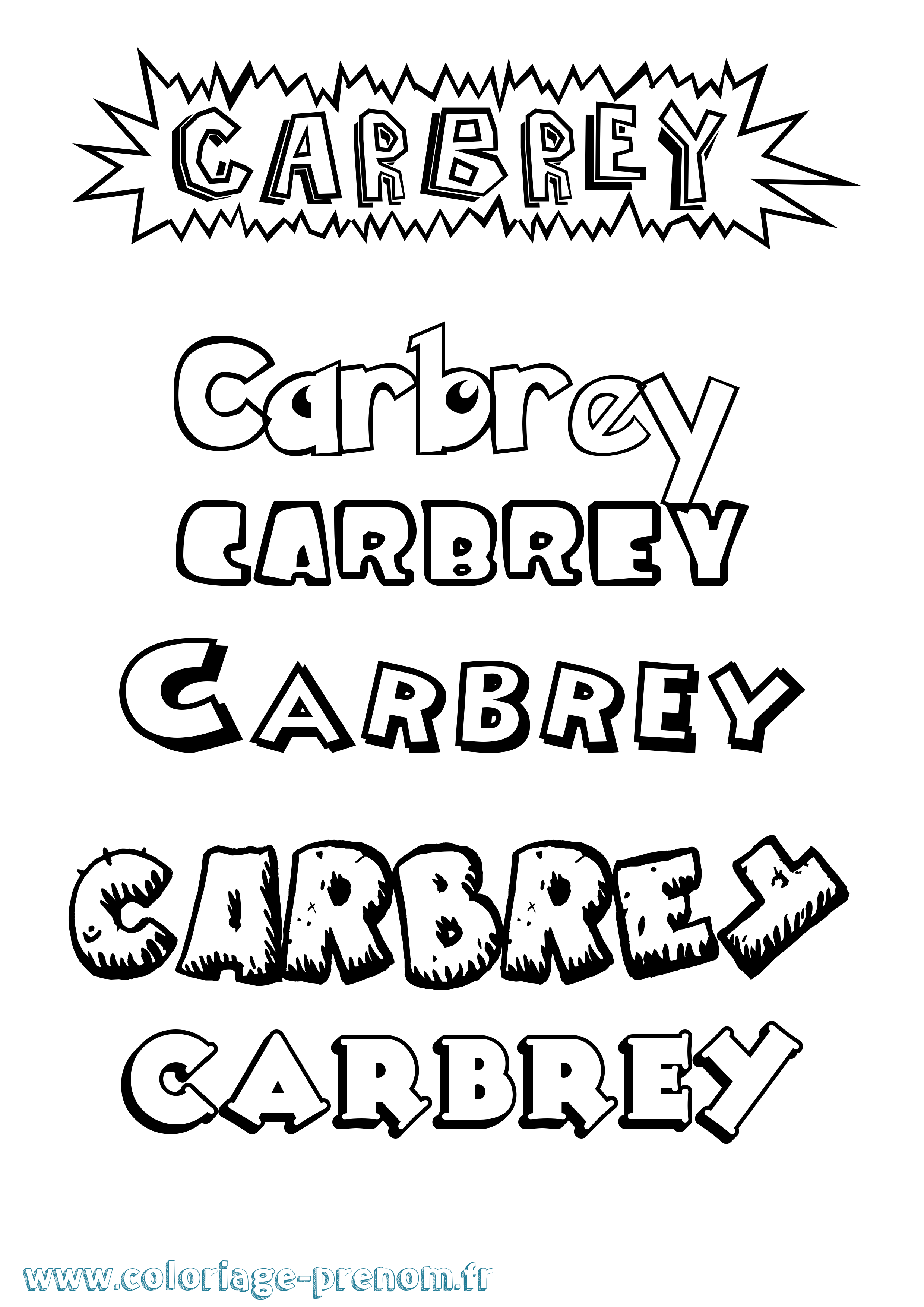 Coloriage prénom Carbrey Dessin Animé