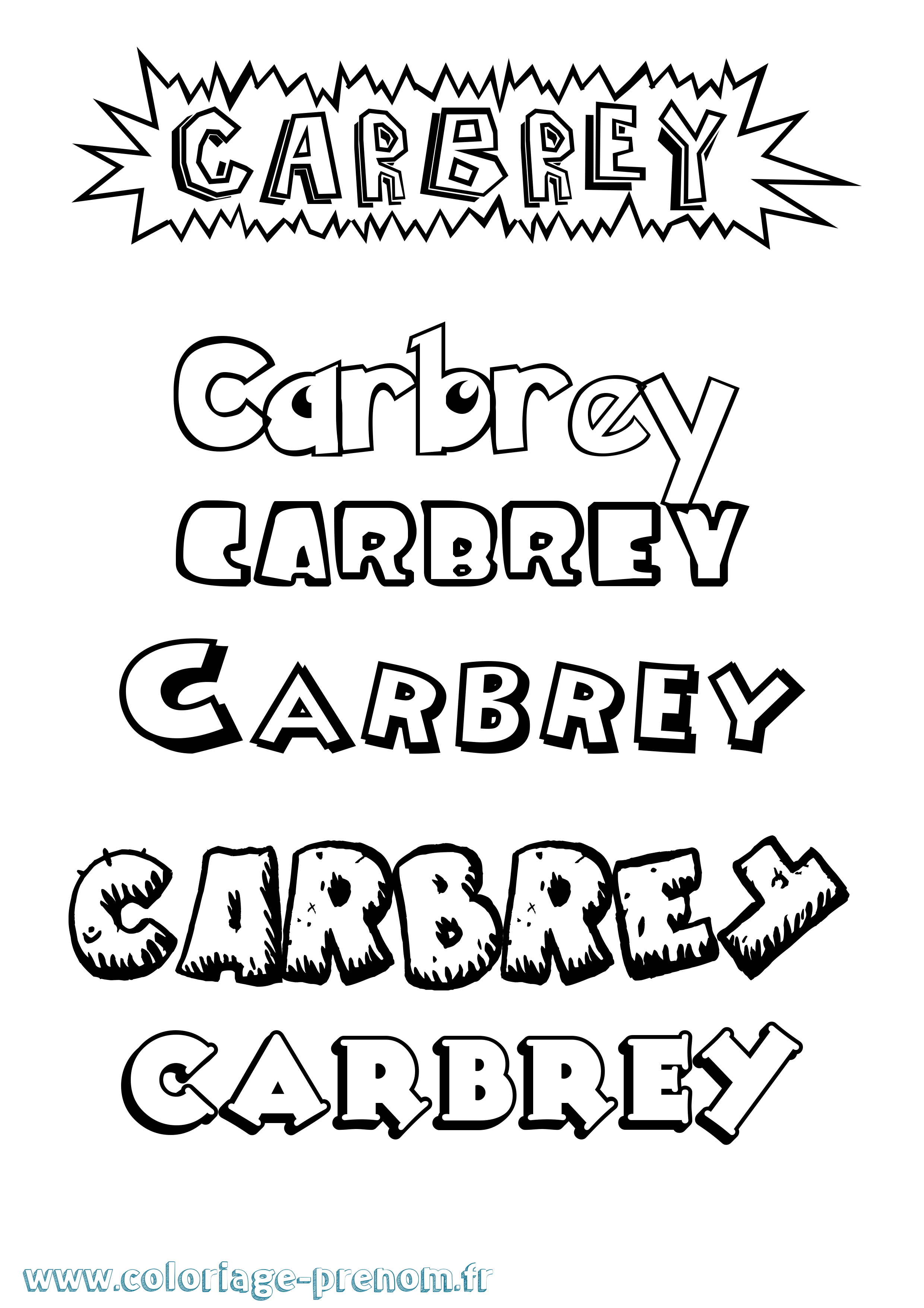 Coloriage Carbrey Dessin Animé Coloriage prénom Carbrey Dessin Animé