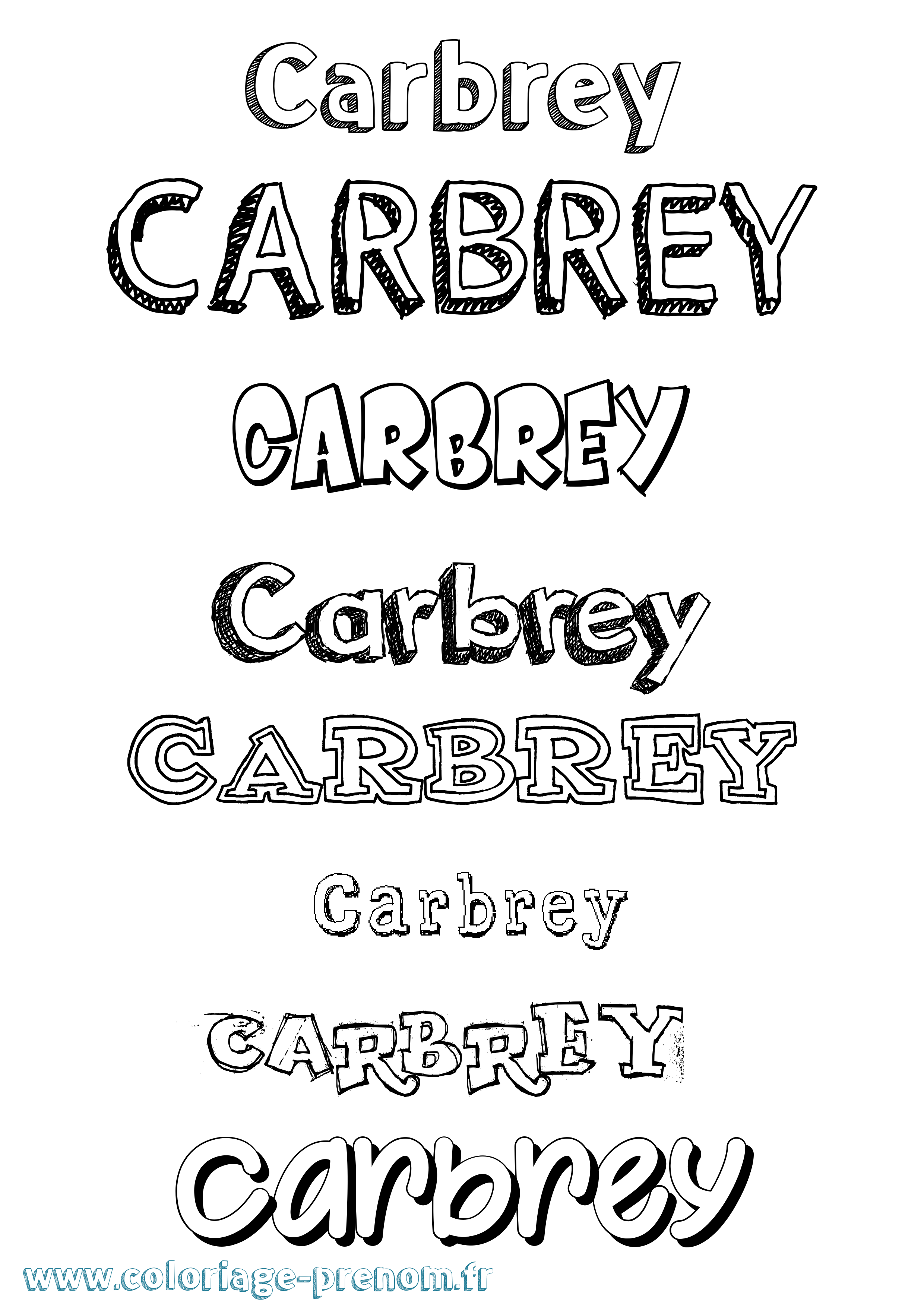 Coloriage prénom Carbrey Dessiné