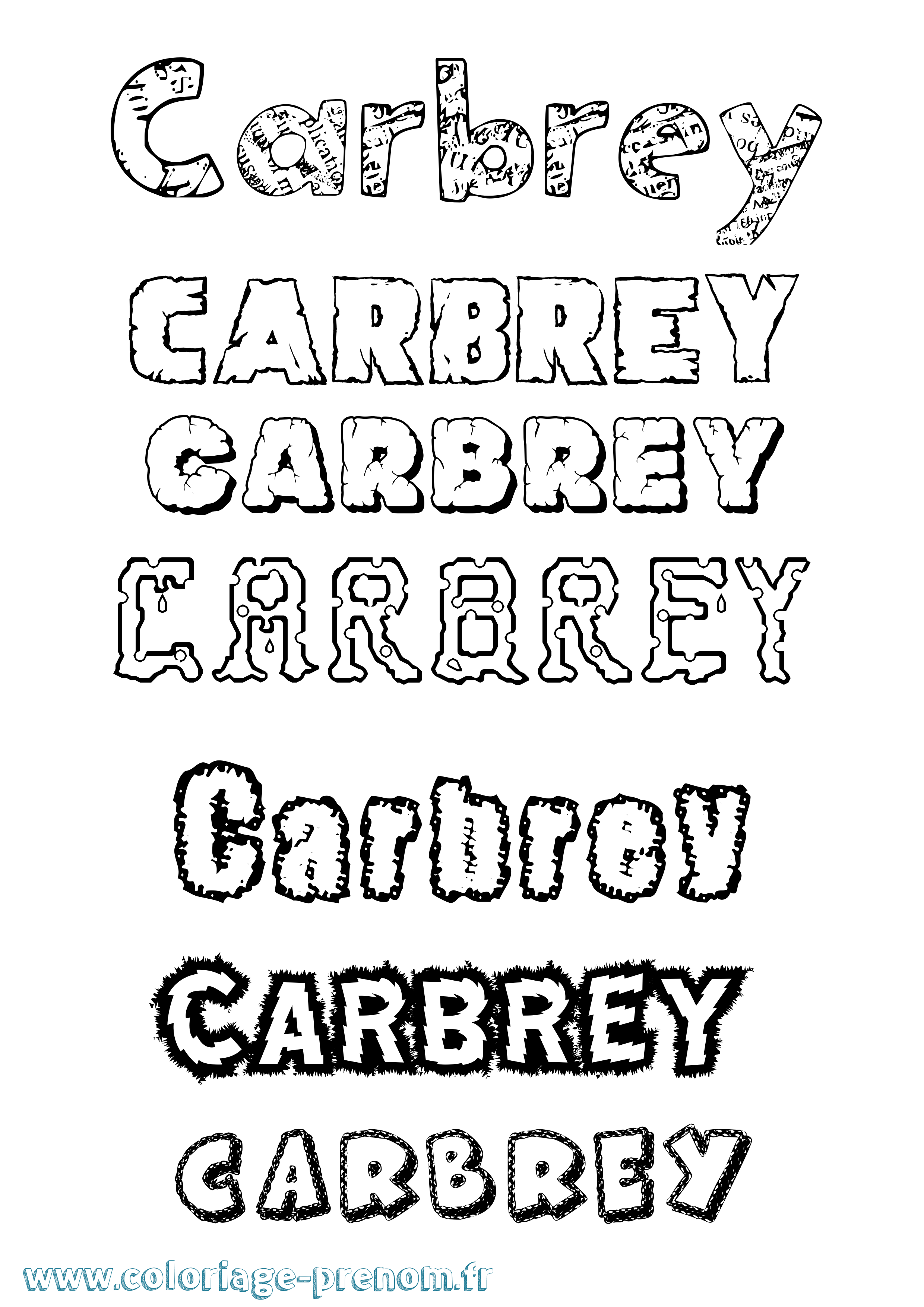 Coloriage prénom Carbrey Destructuré