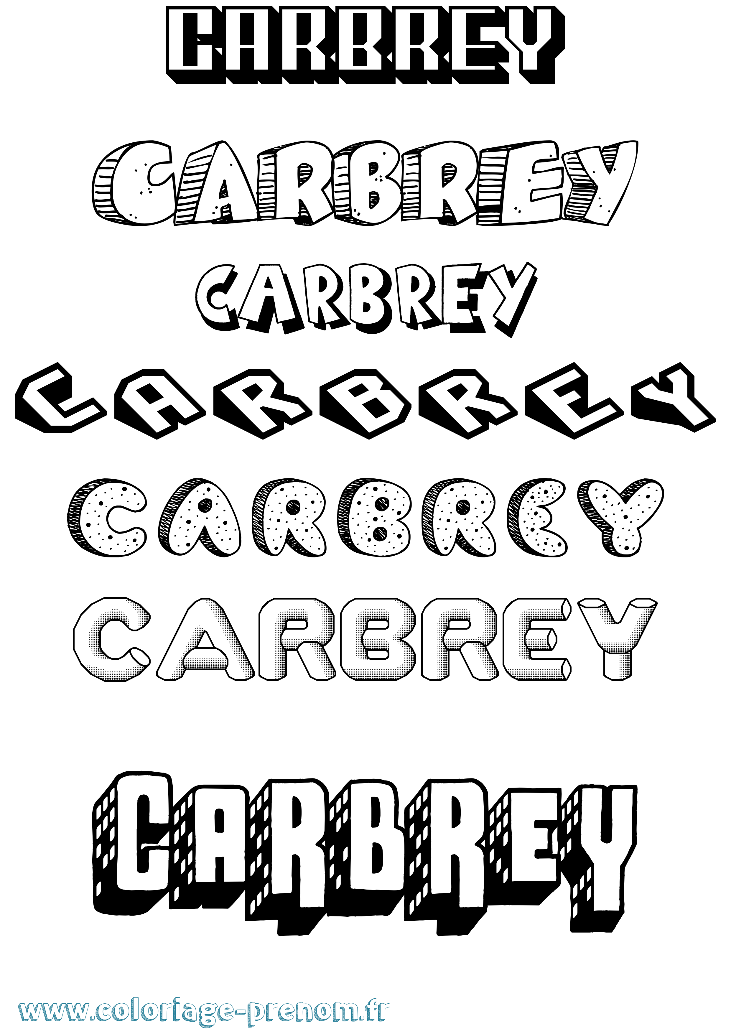 Coloriage prénom Carbrey Effet 3D