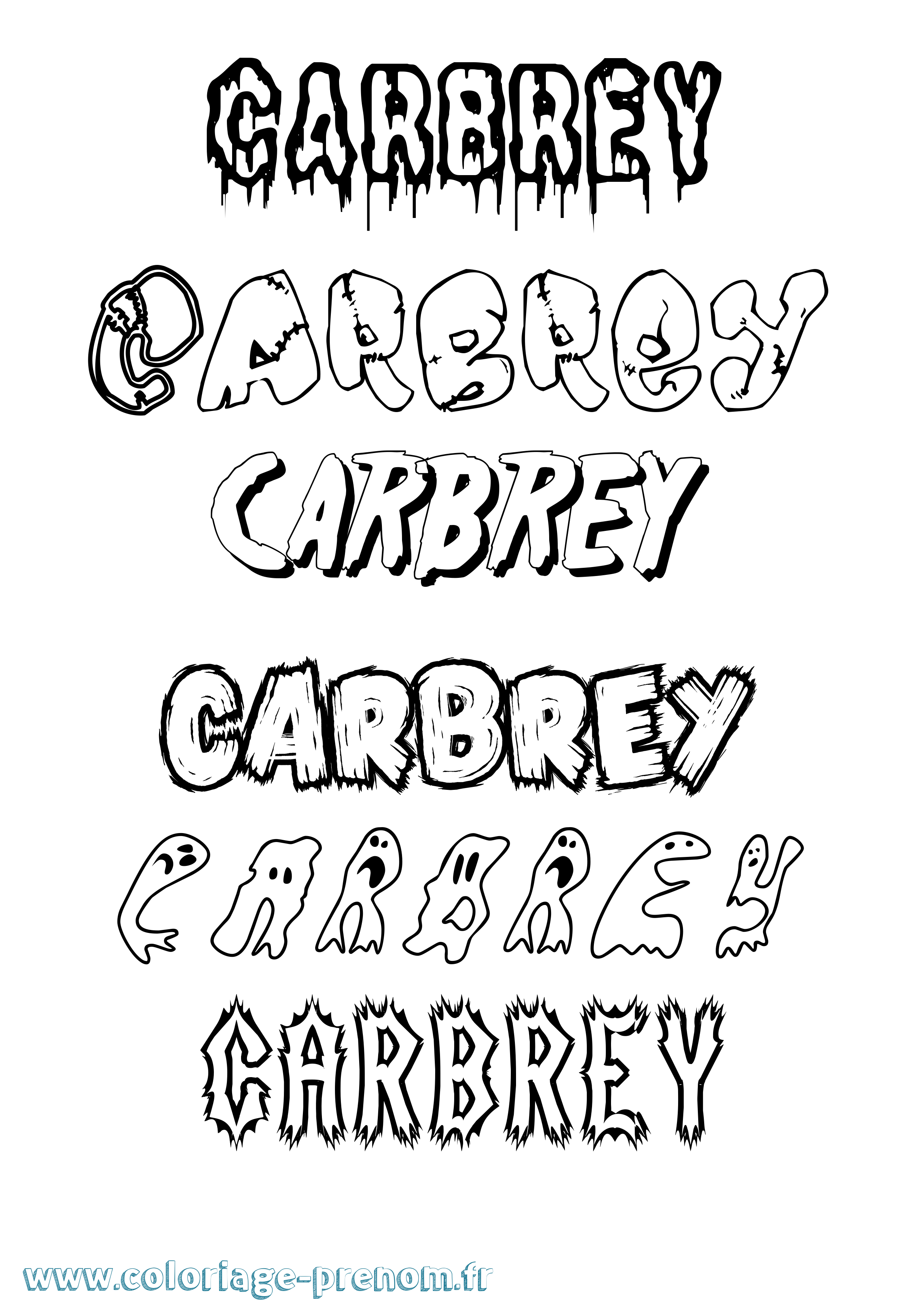 Coloriage prénom Carbrey Frisson