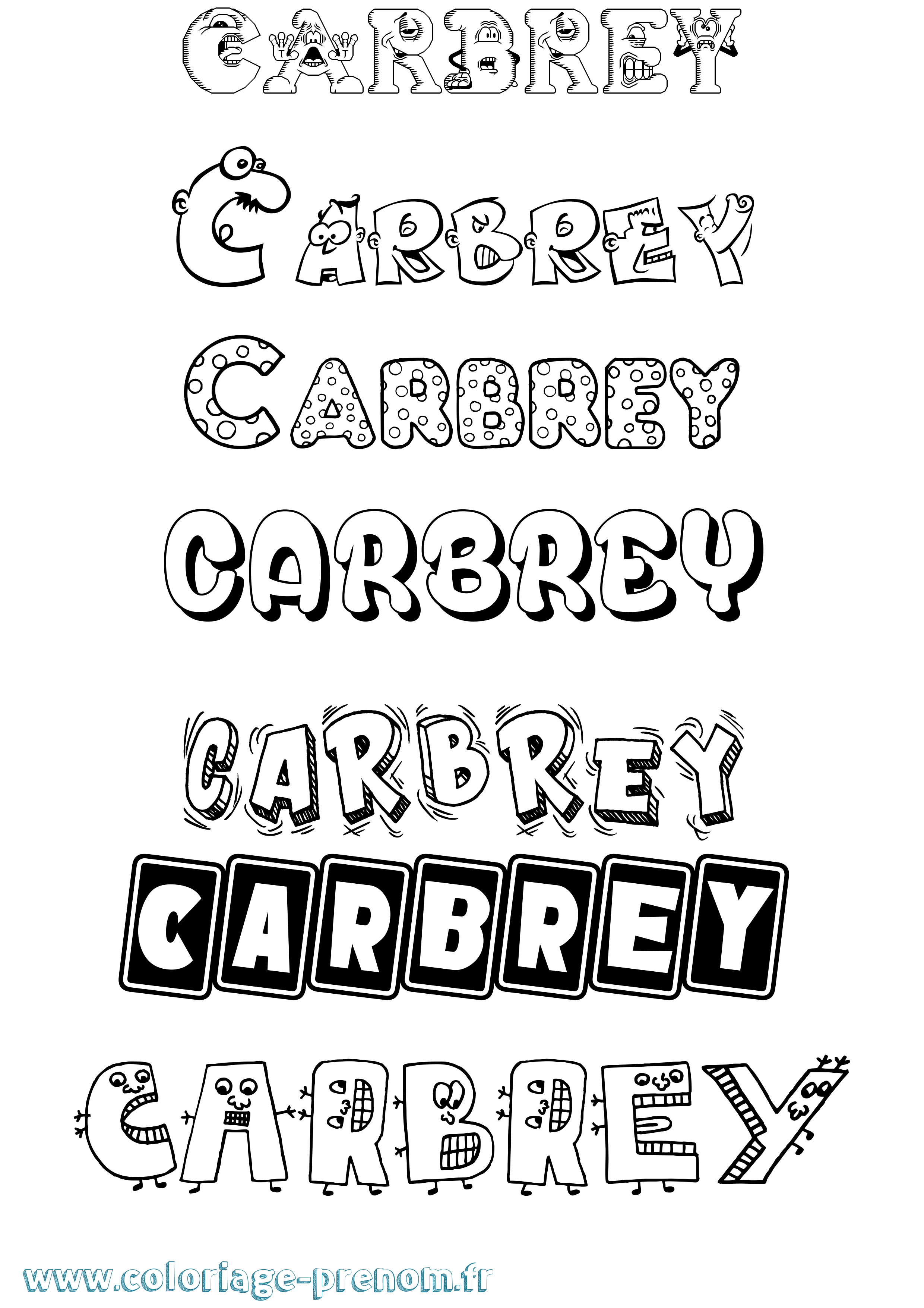 Coloriage prénom Carbrey Fun