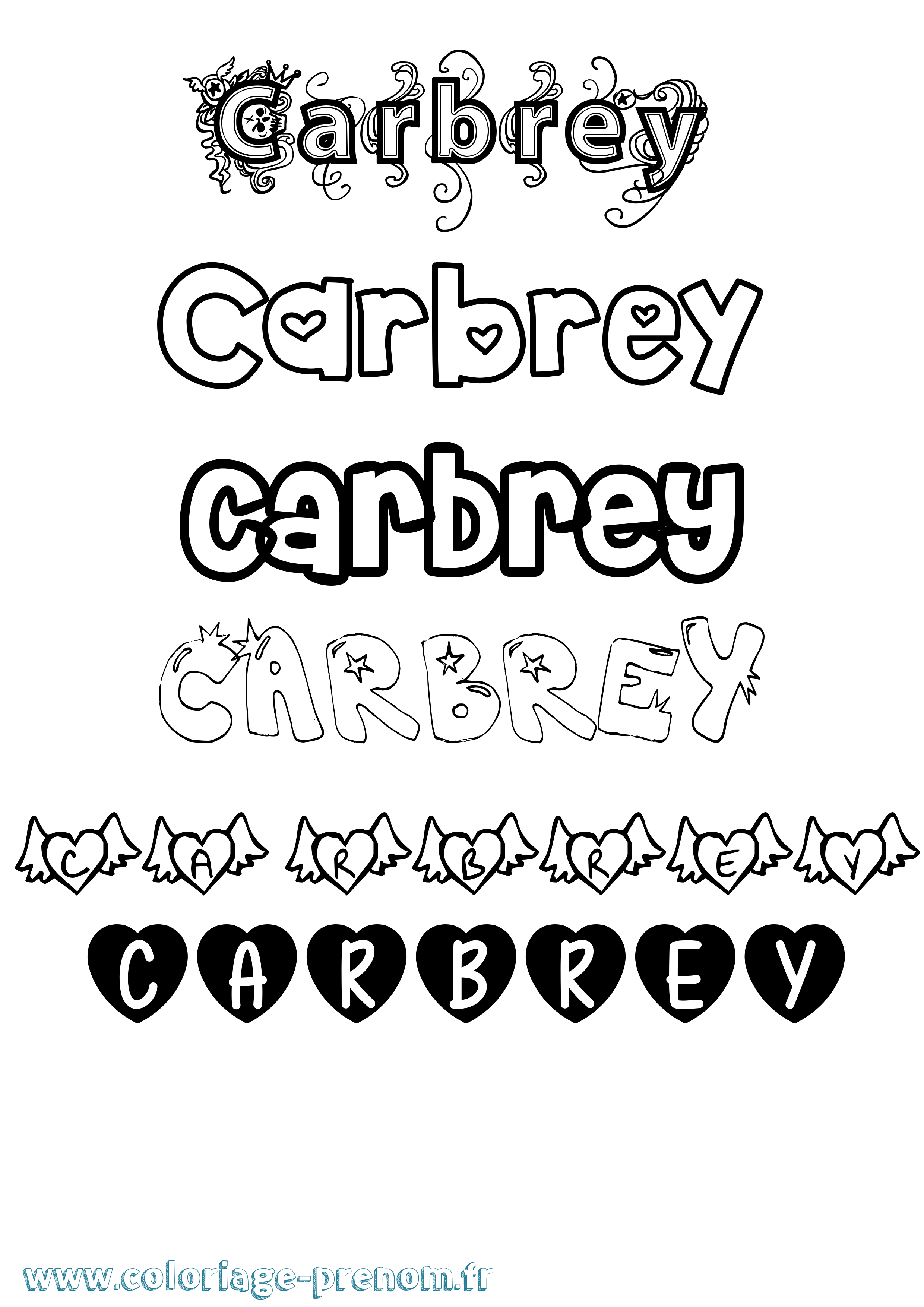 Coloriage Carbrey Girly Coloriage prénom Carbrey Girly