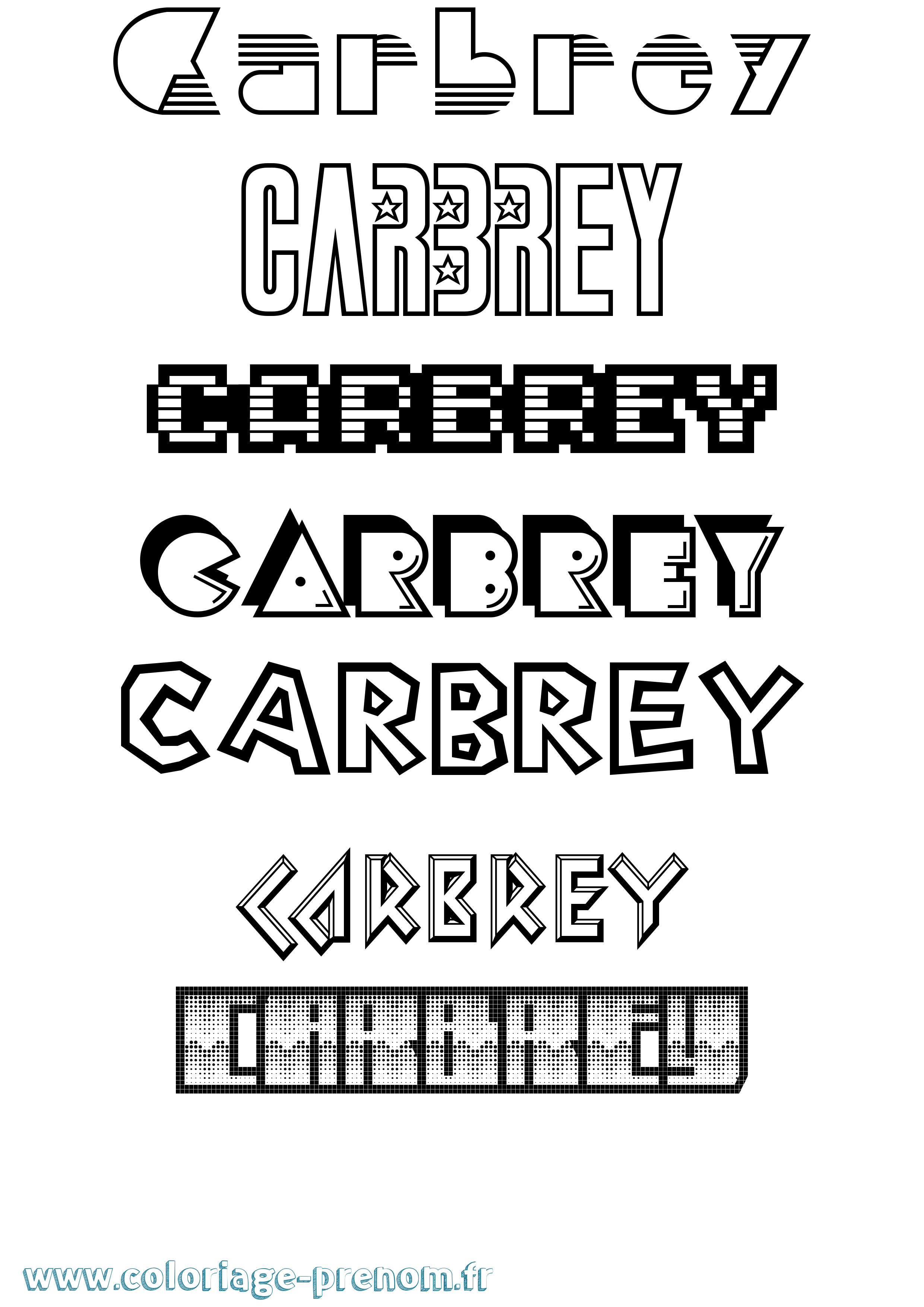 Coloriage prénom Carbrey Jeux Vidéos