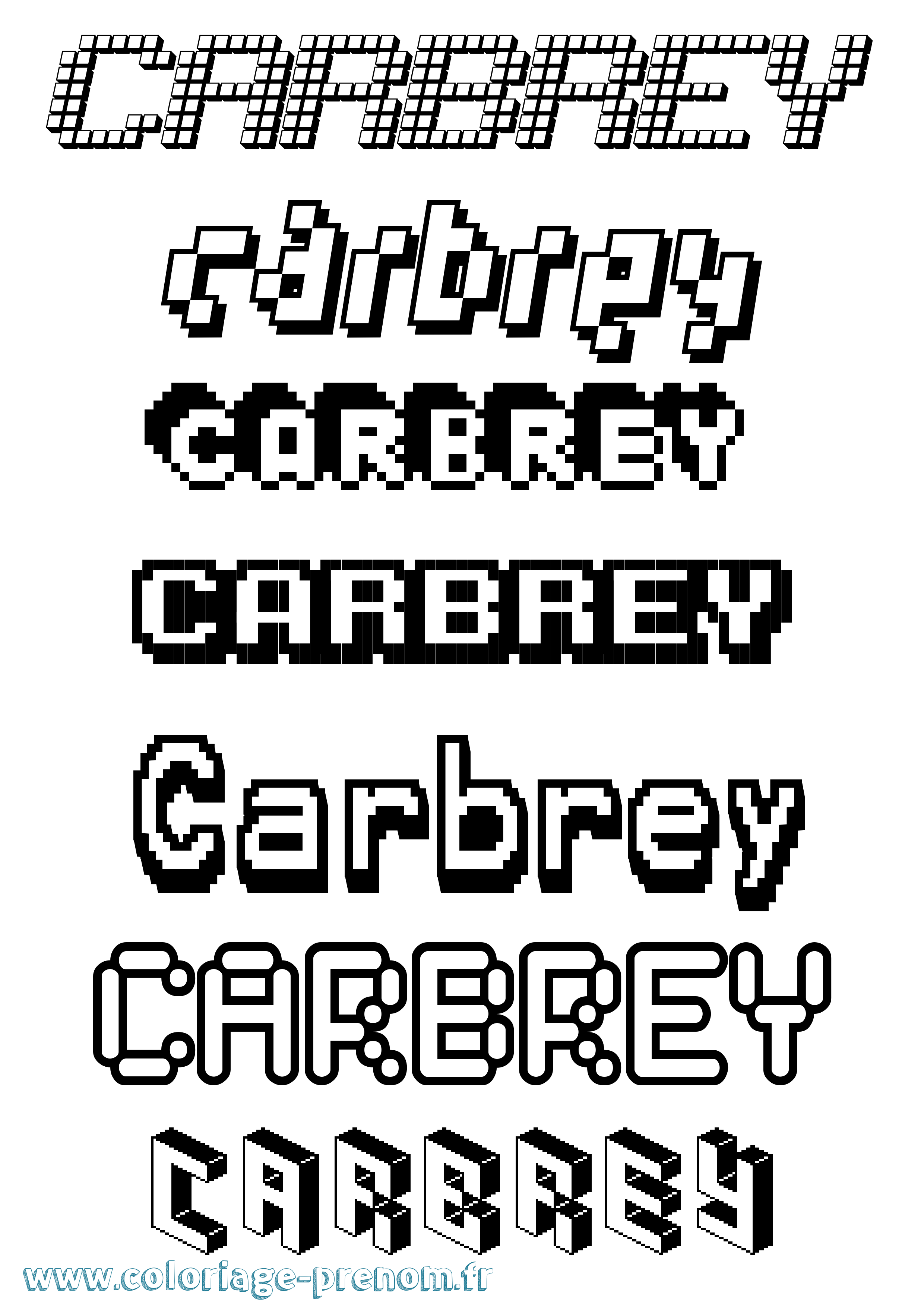 Coloriage prénom Carbrey Pixel