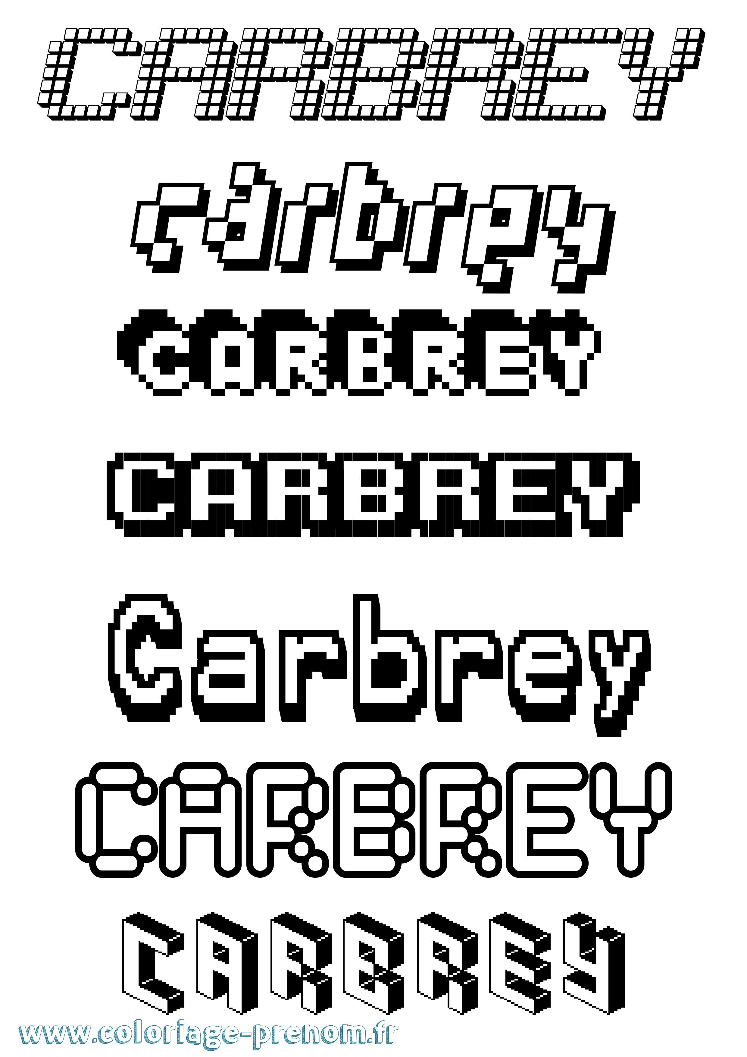 Coloriage Carbrey Pixel Coloriage prénom Carbrey Pixel