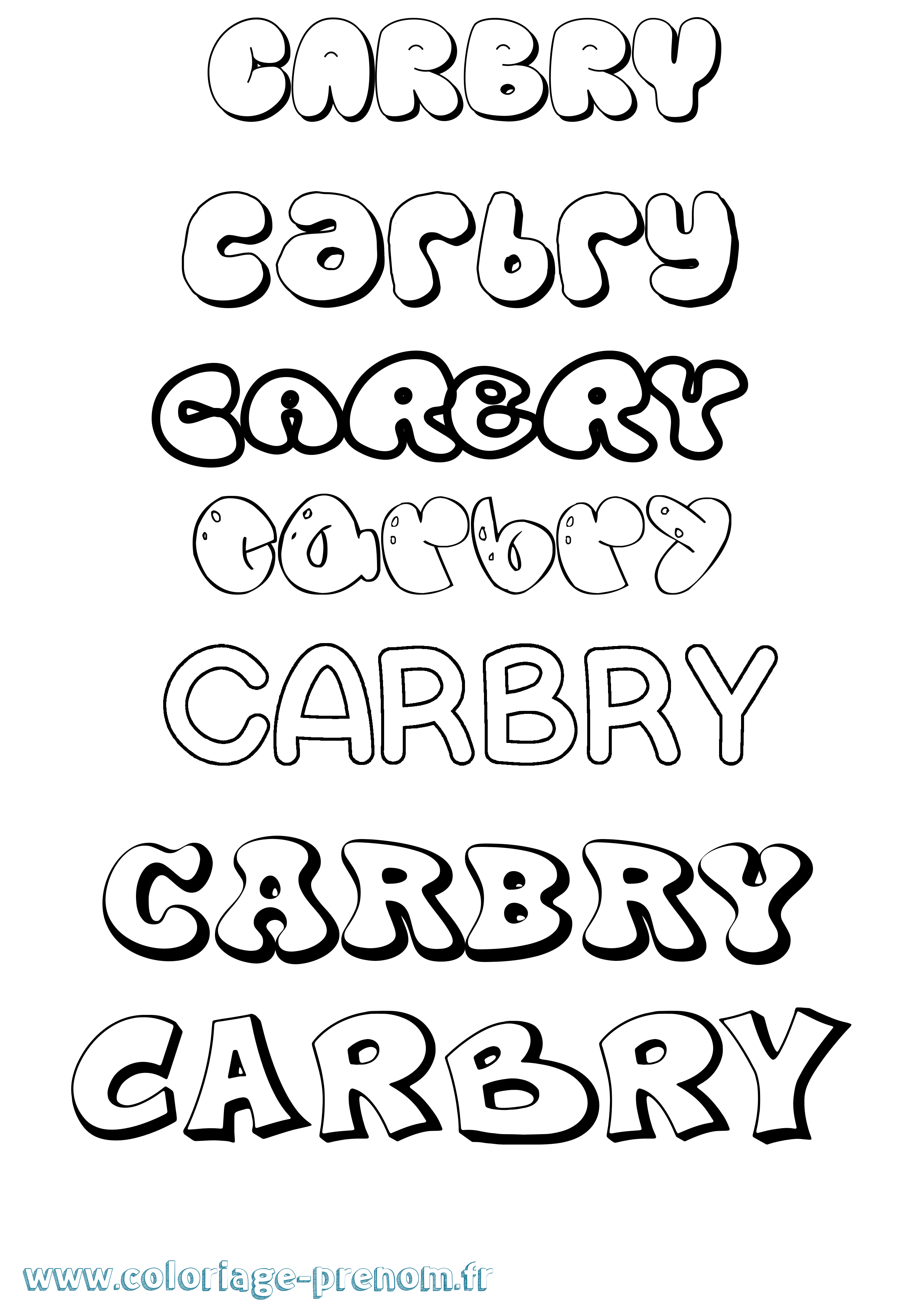 Coloriage prénom Carbry Bubble