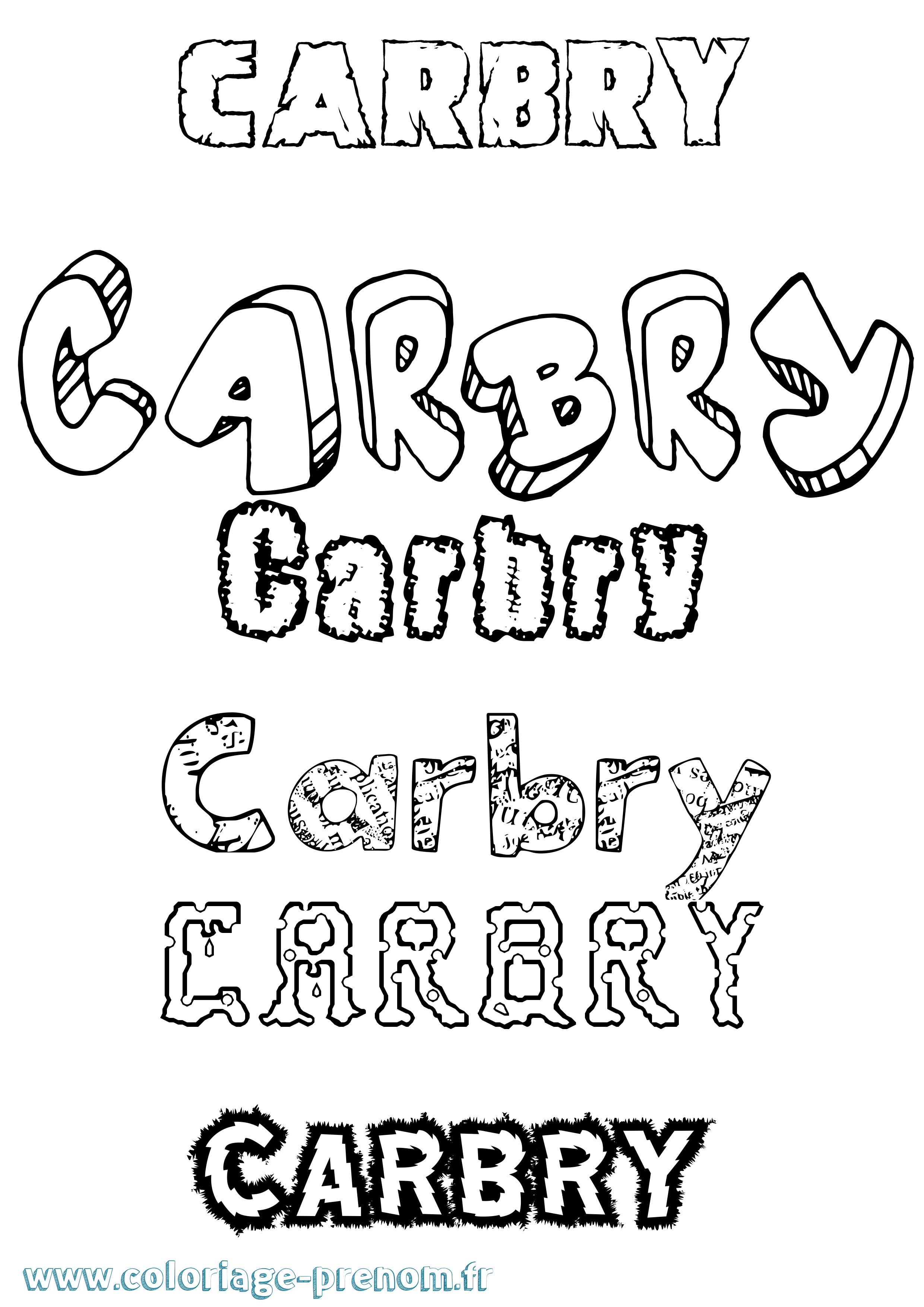 Coloriage prénom Carbry Destructuré