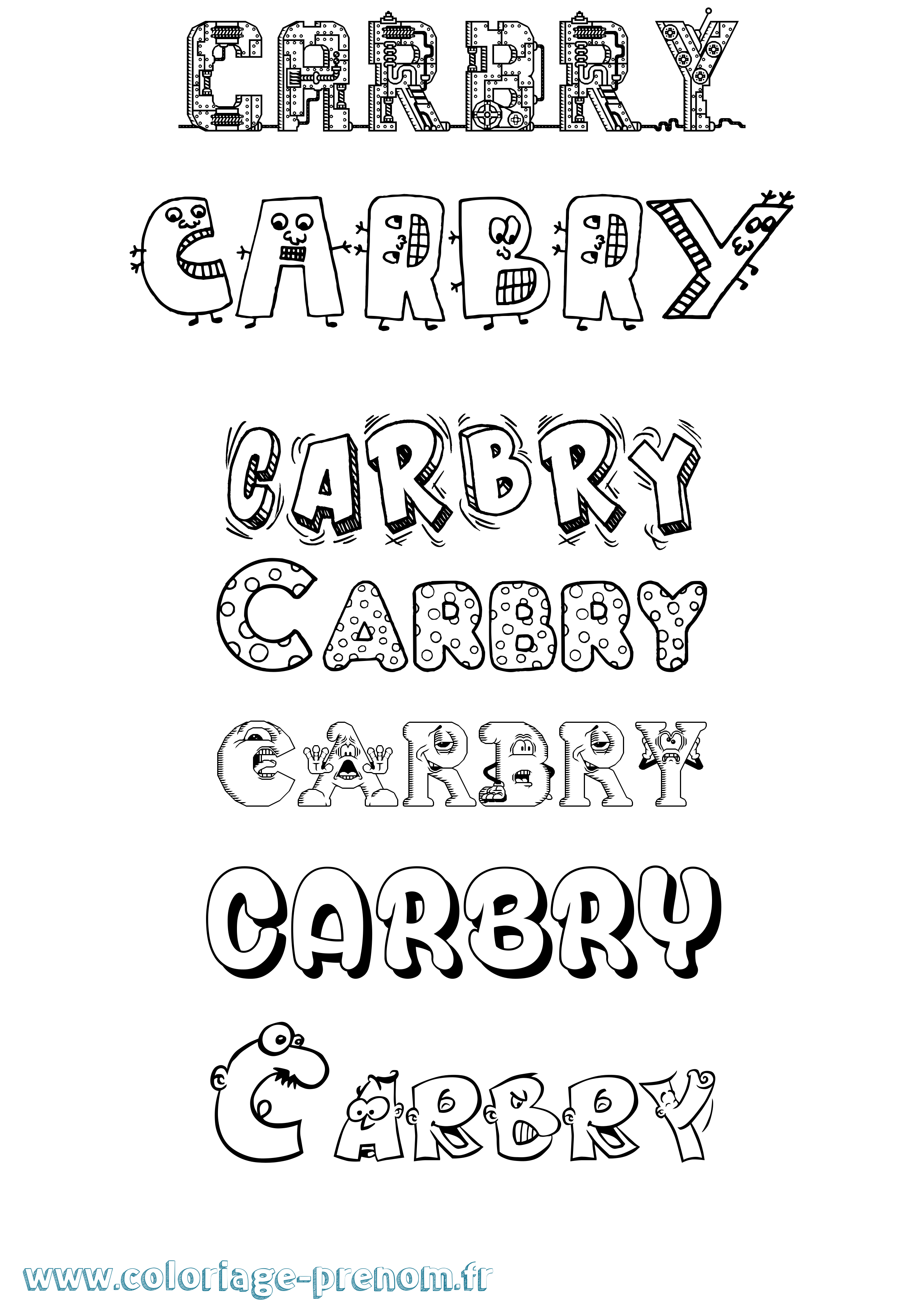 Coloriage prénom Carbry Fun