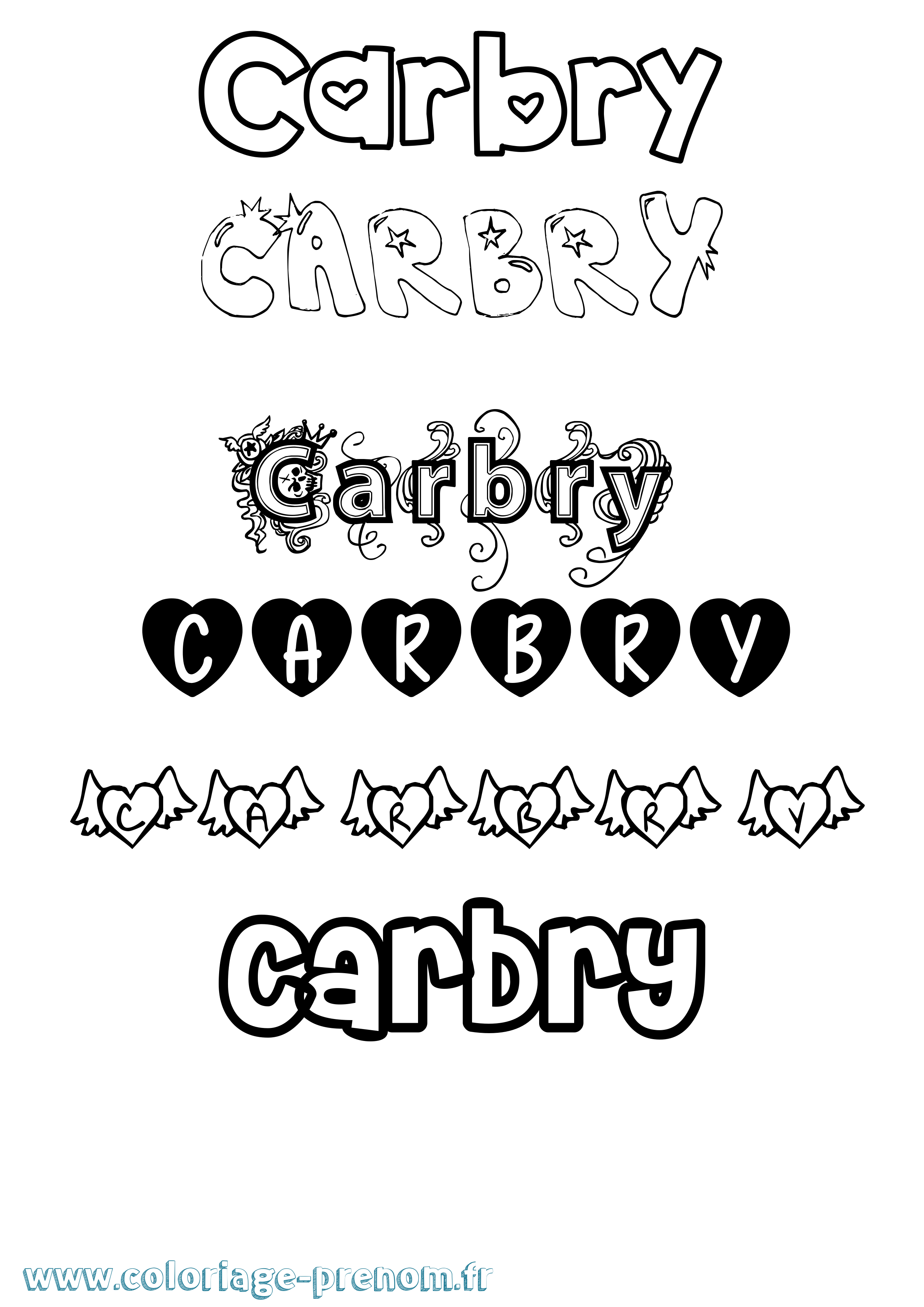 Coloriage prénom Carbry Girly
