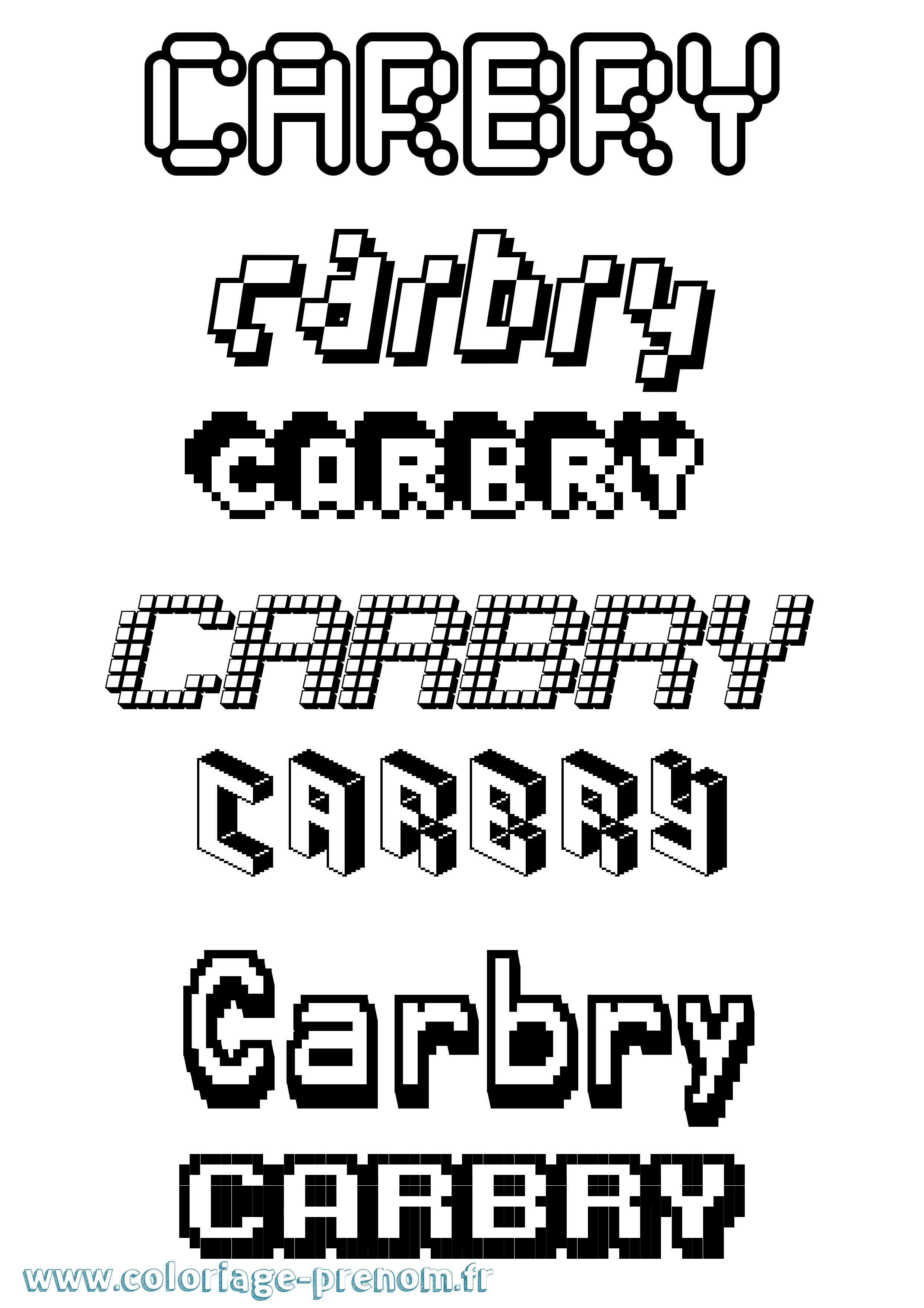 Coloriage prénom Carbry Pixel
