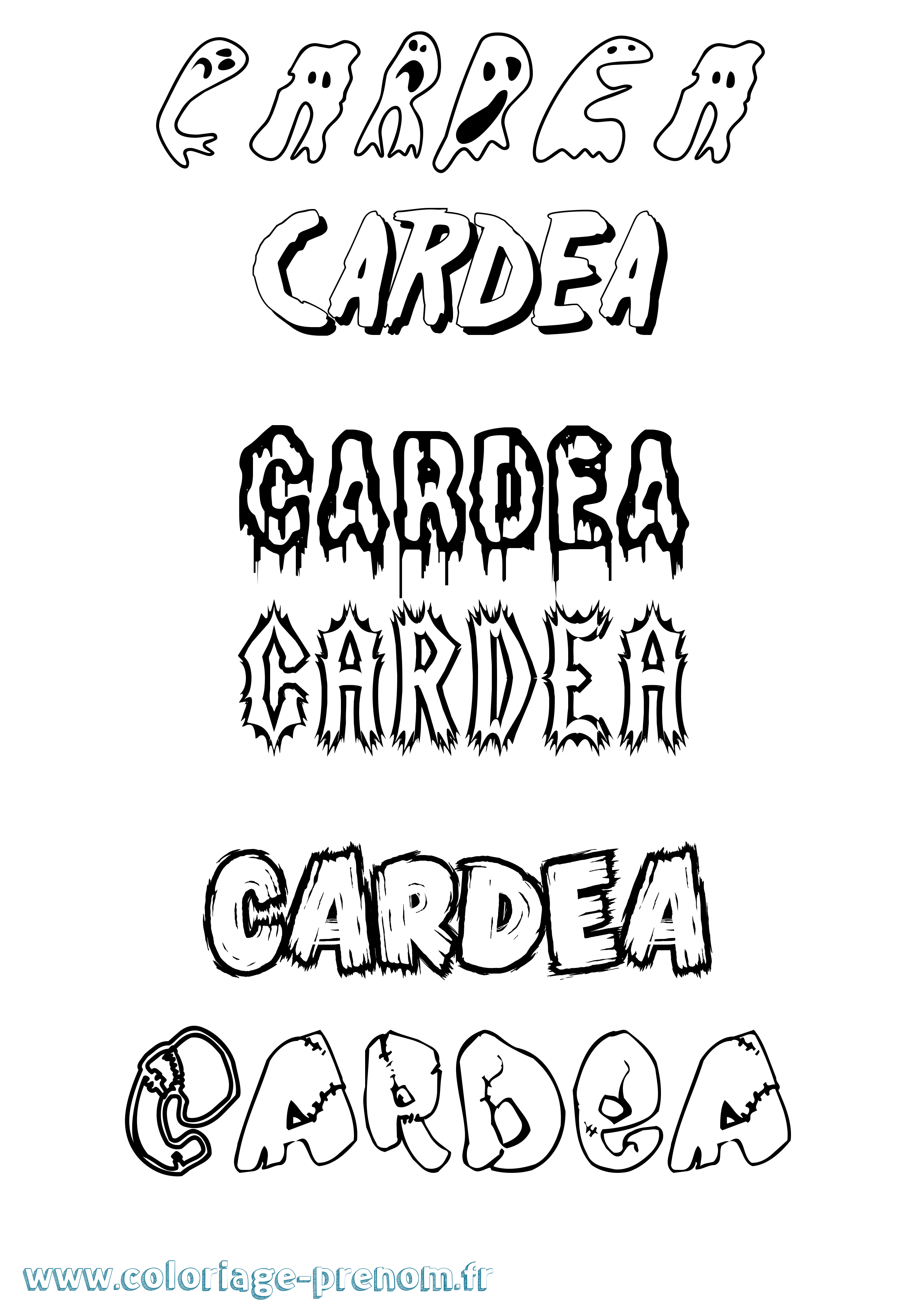 Coloriage prénom Cardea Frisson