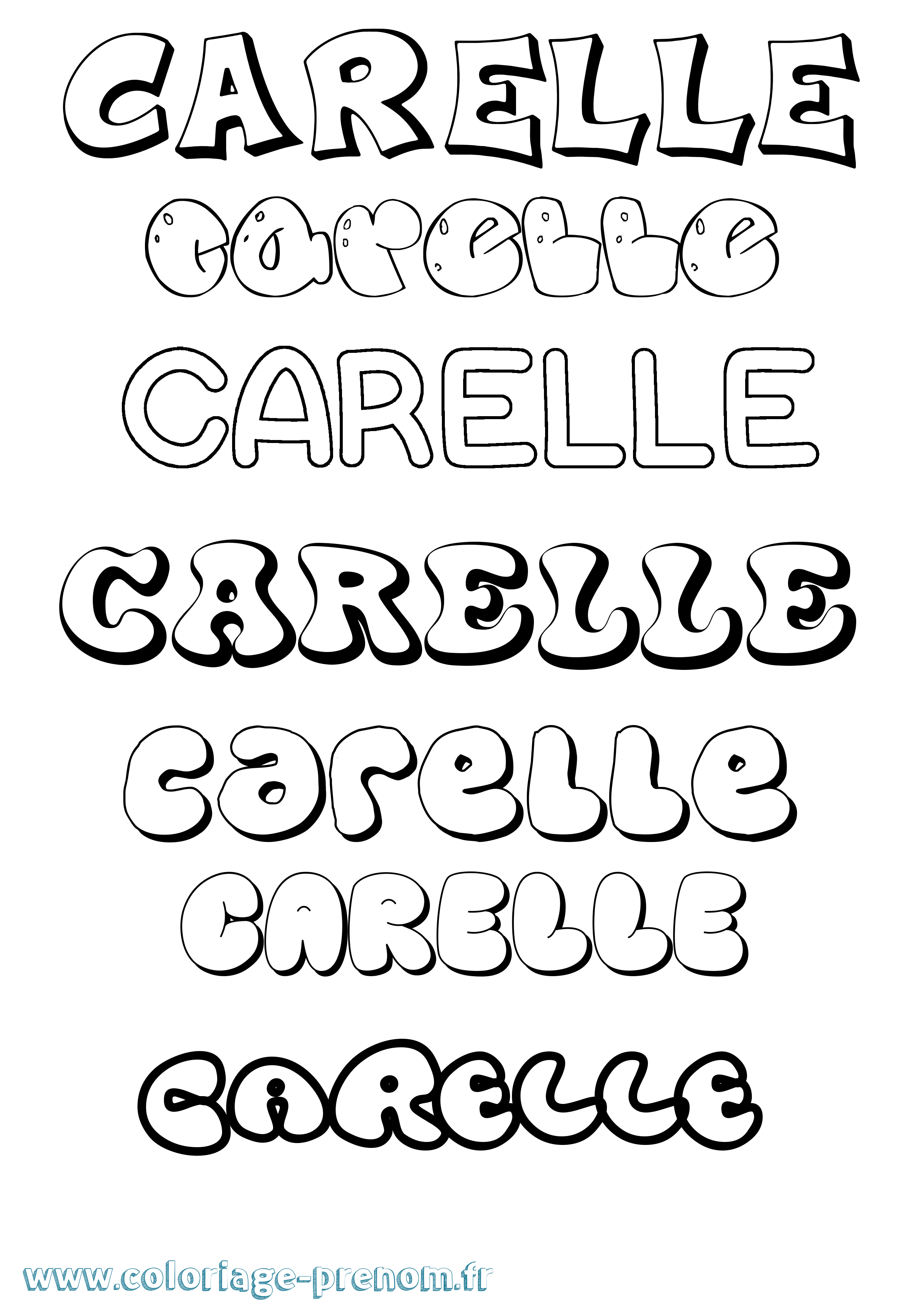 Coloriage prénom Carelle Bubble