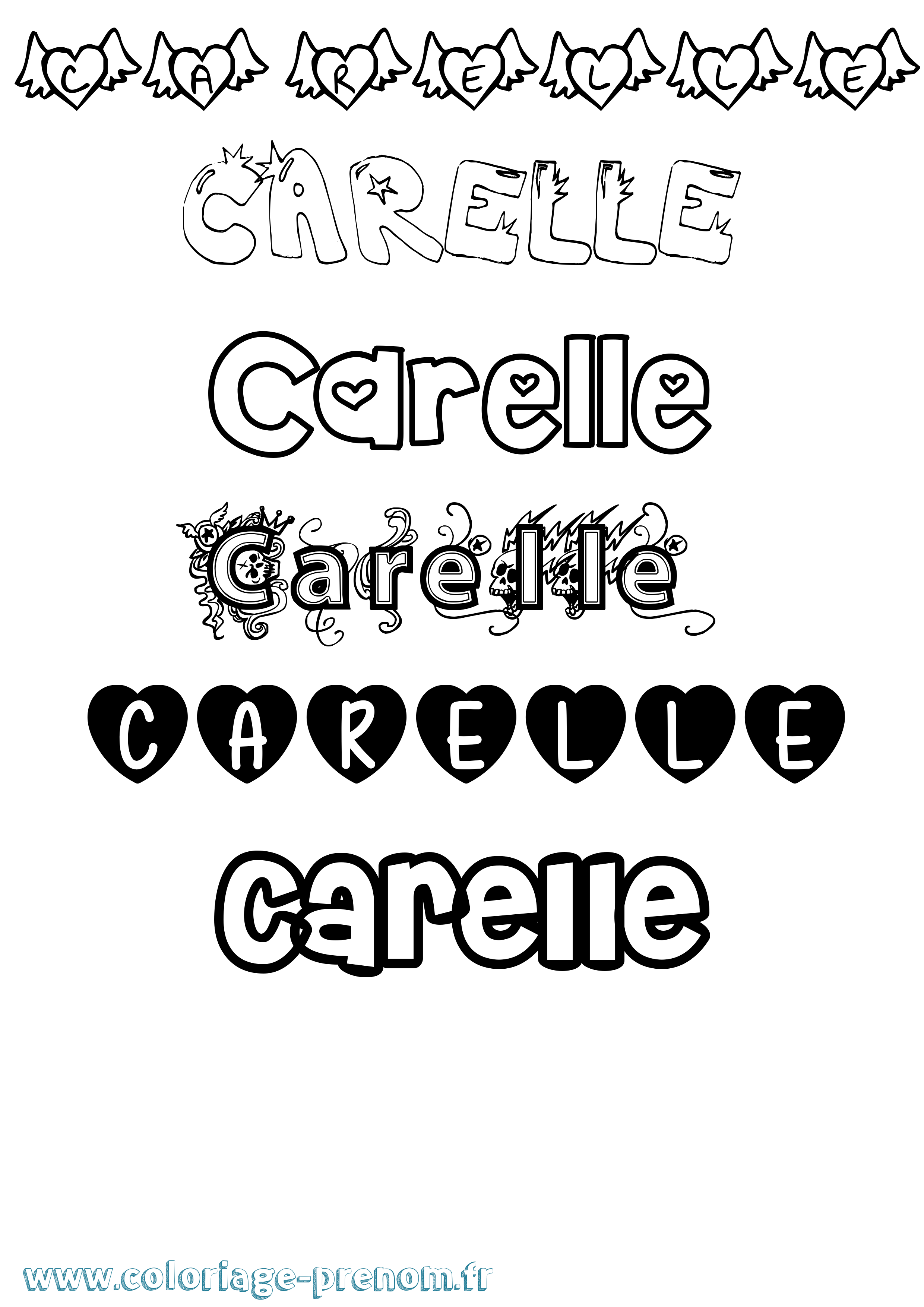 Coloriage prénom Carelle Girly