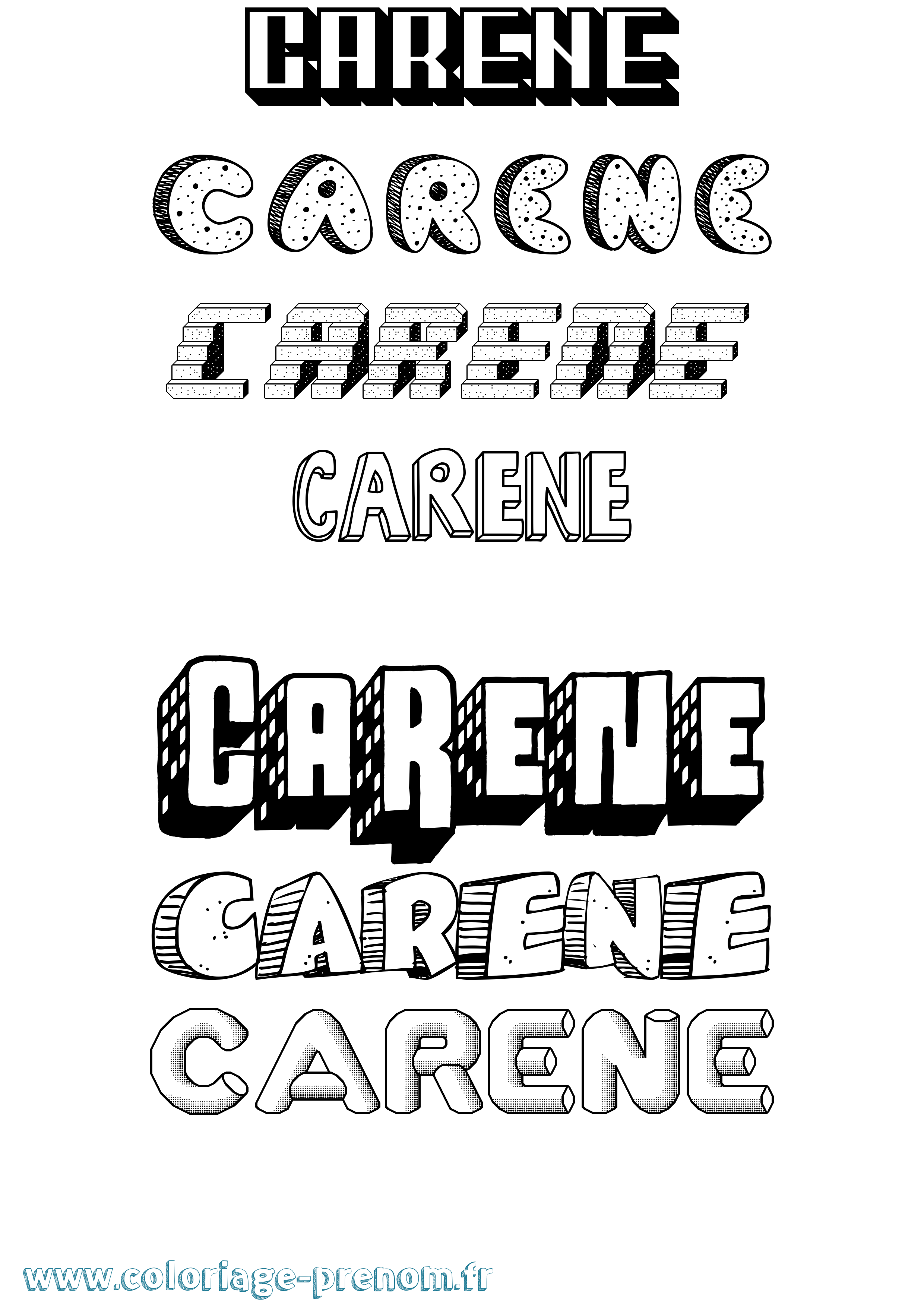 Coloriage Carene Effet 3D Coloriage prénom Carene Effet 3D