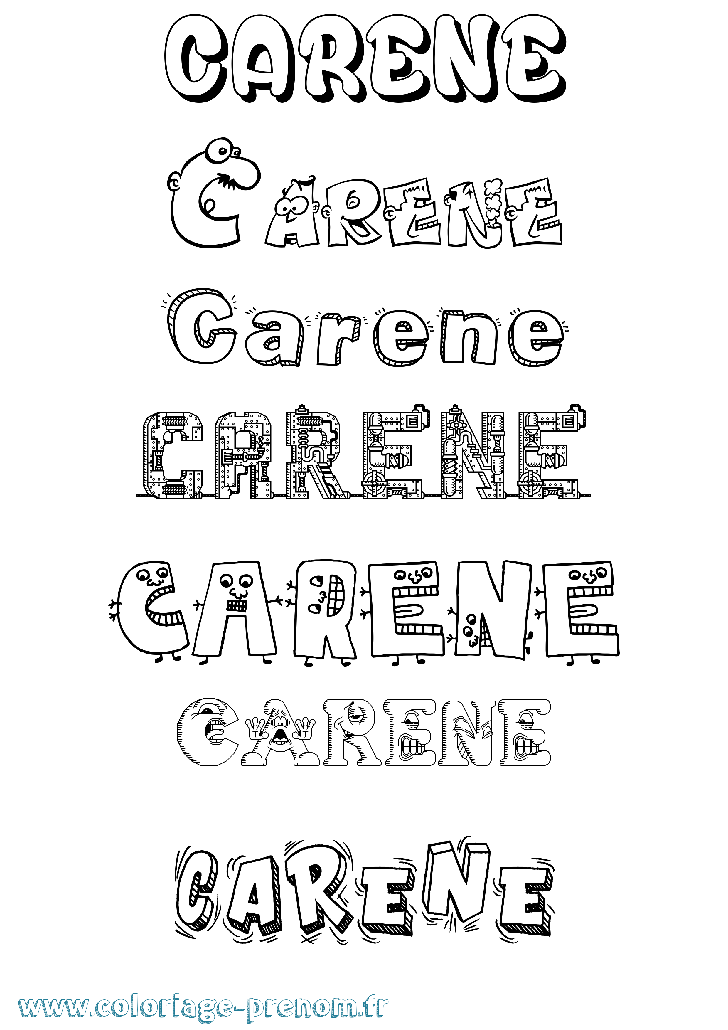 Coloriage Carene Fun Coloriage prénom Carene Fun
