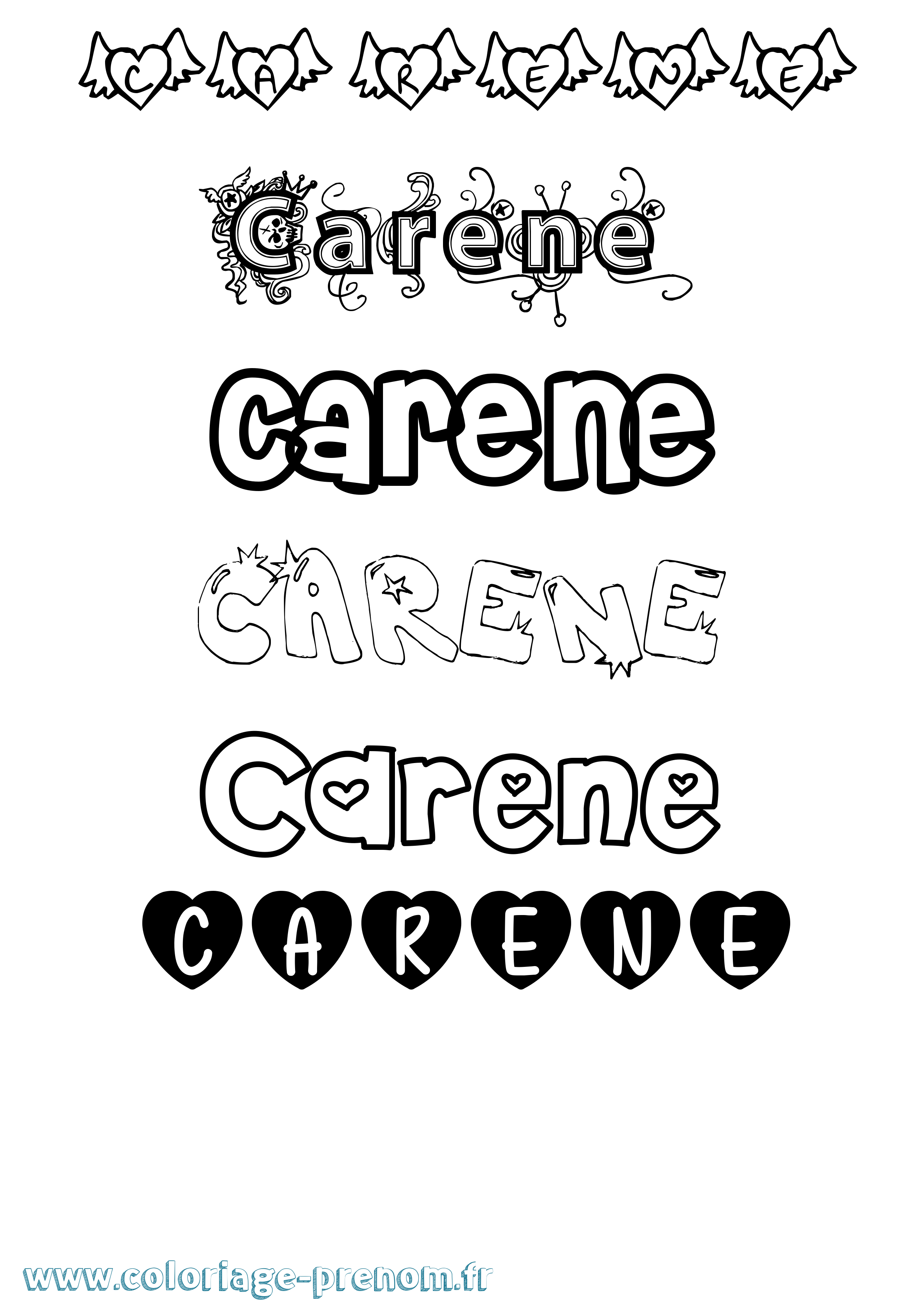Coloriage Carene Girly Coloriage prénom Carene Girly