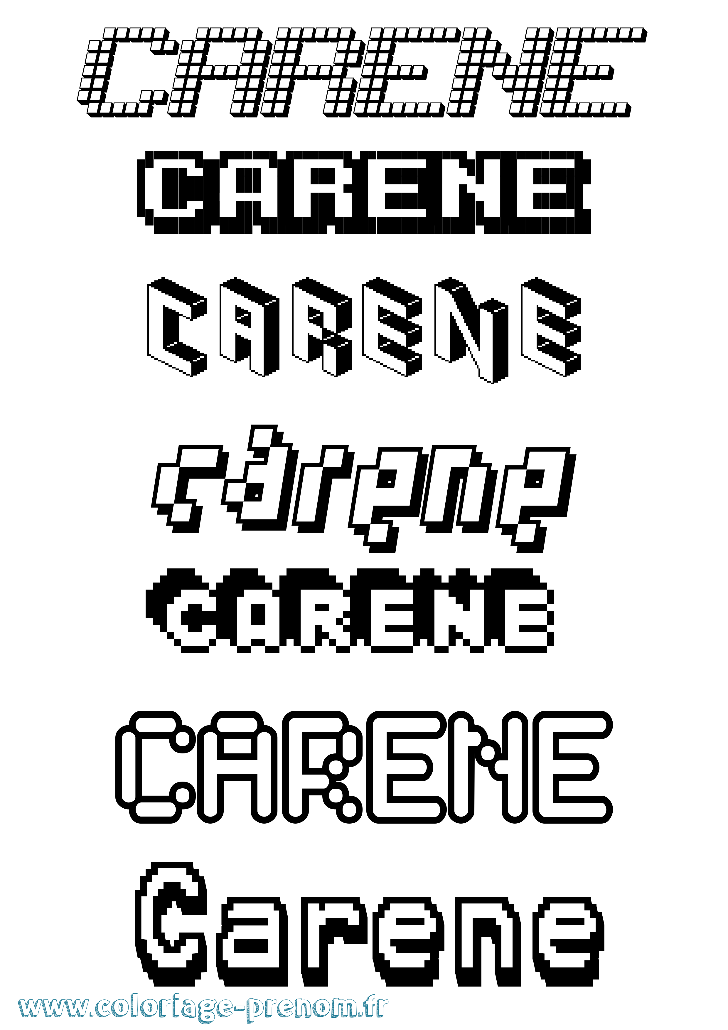 Coloriage prénom Carene Pixel