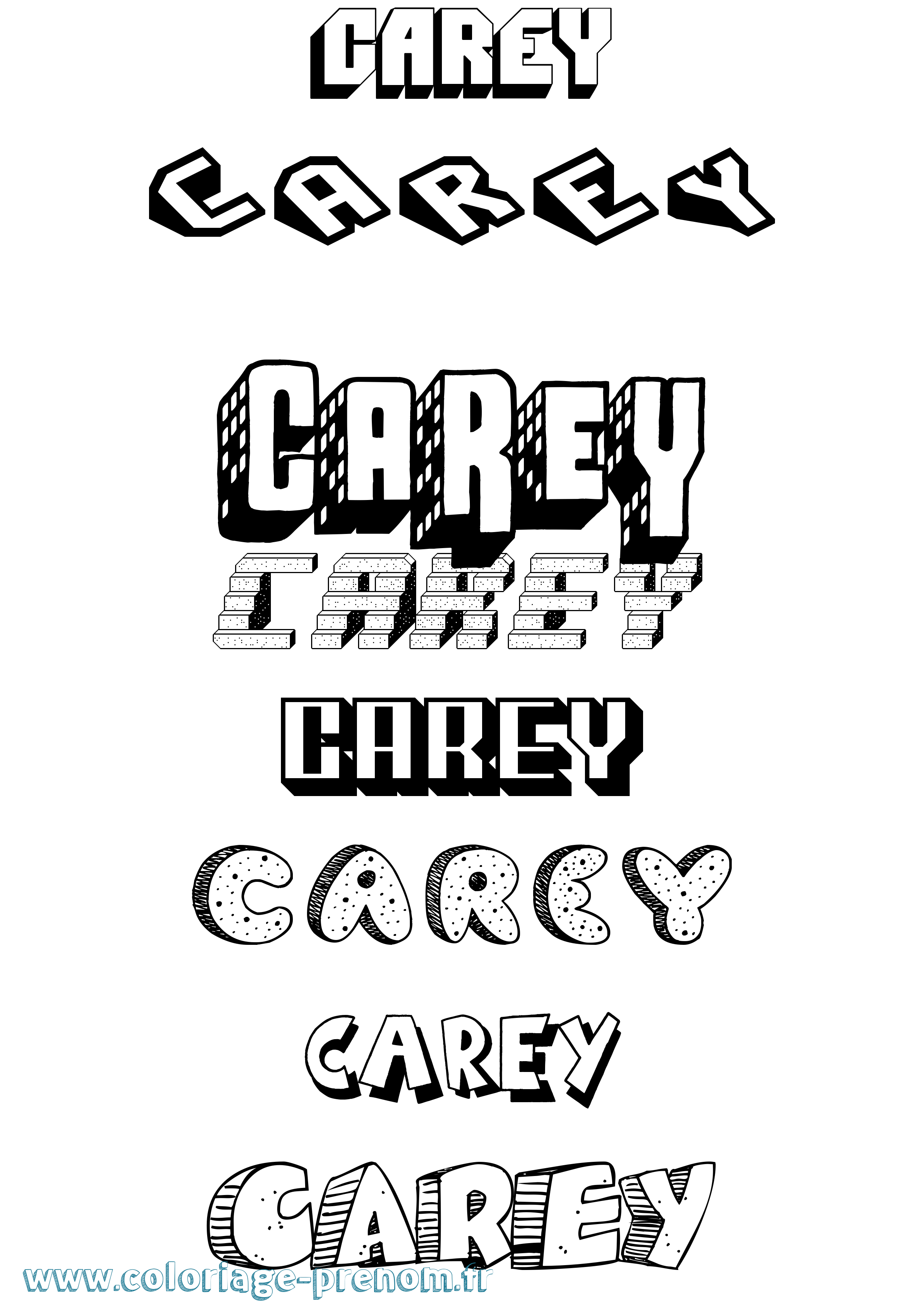 Coloriage prénom Carey Effet 3D