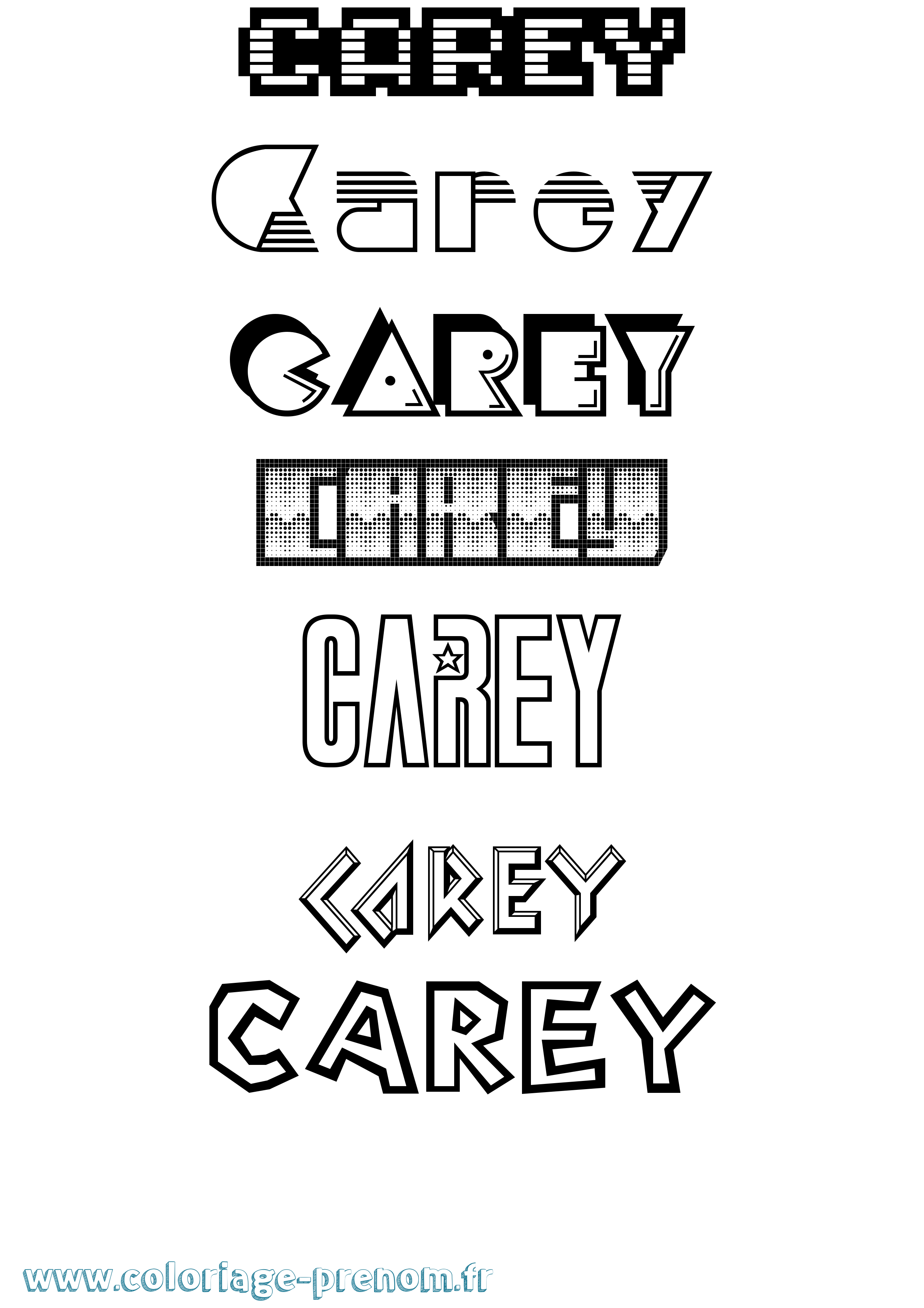 Coloriage prénom Carey Jeux Vidéos