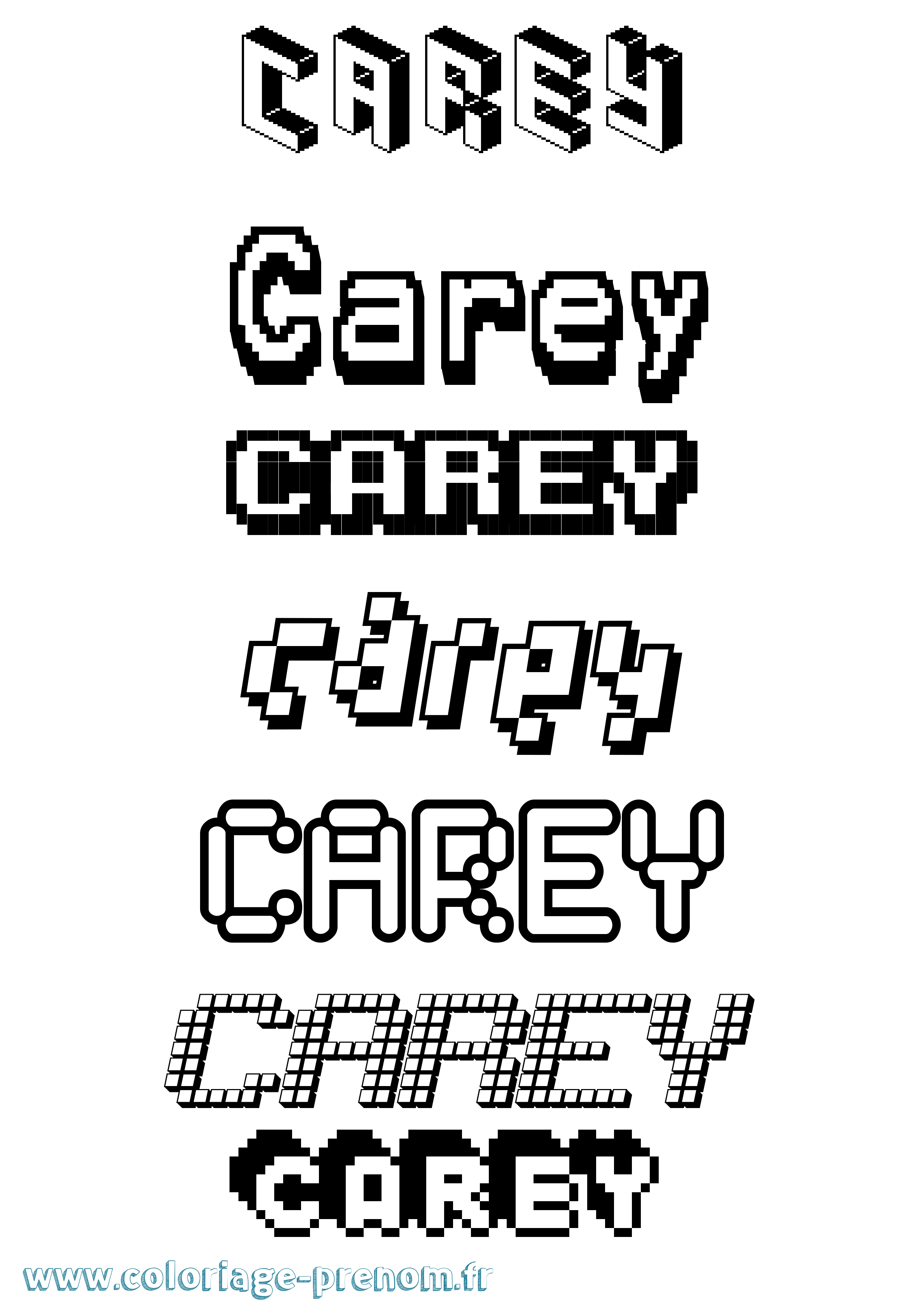 Coloriage prénom Carey Pixel