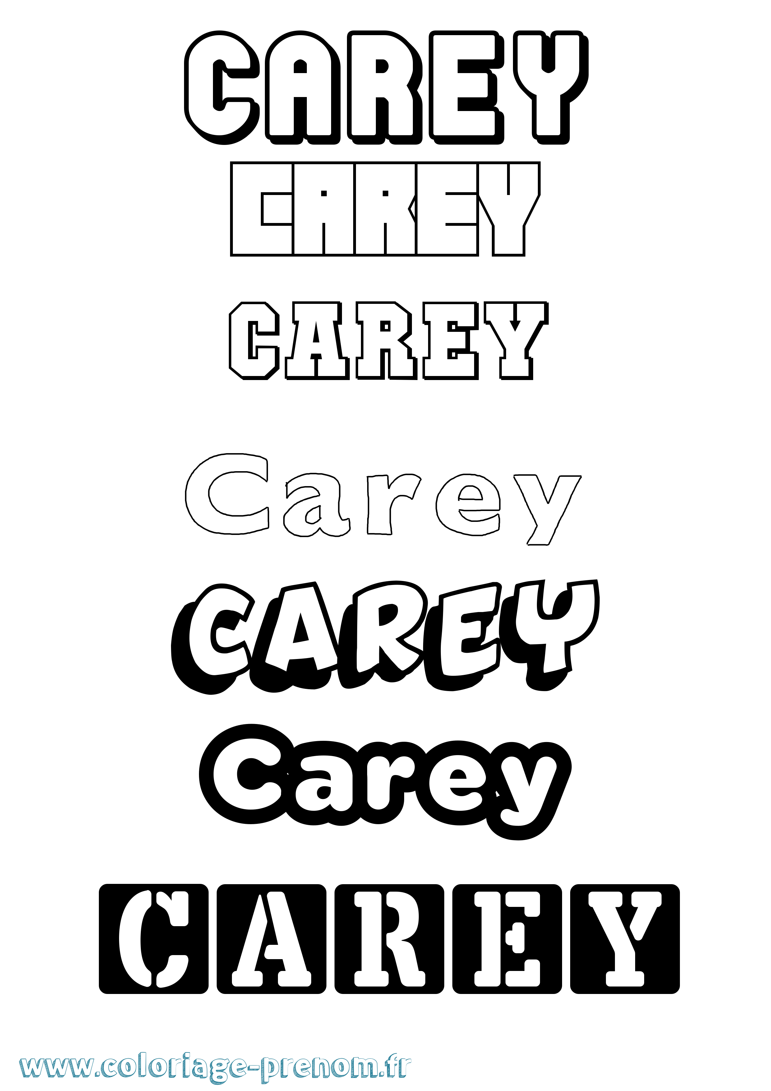 Coloriage prénom Carey Simple