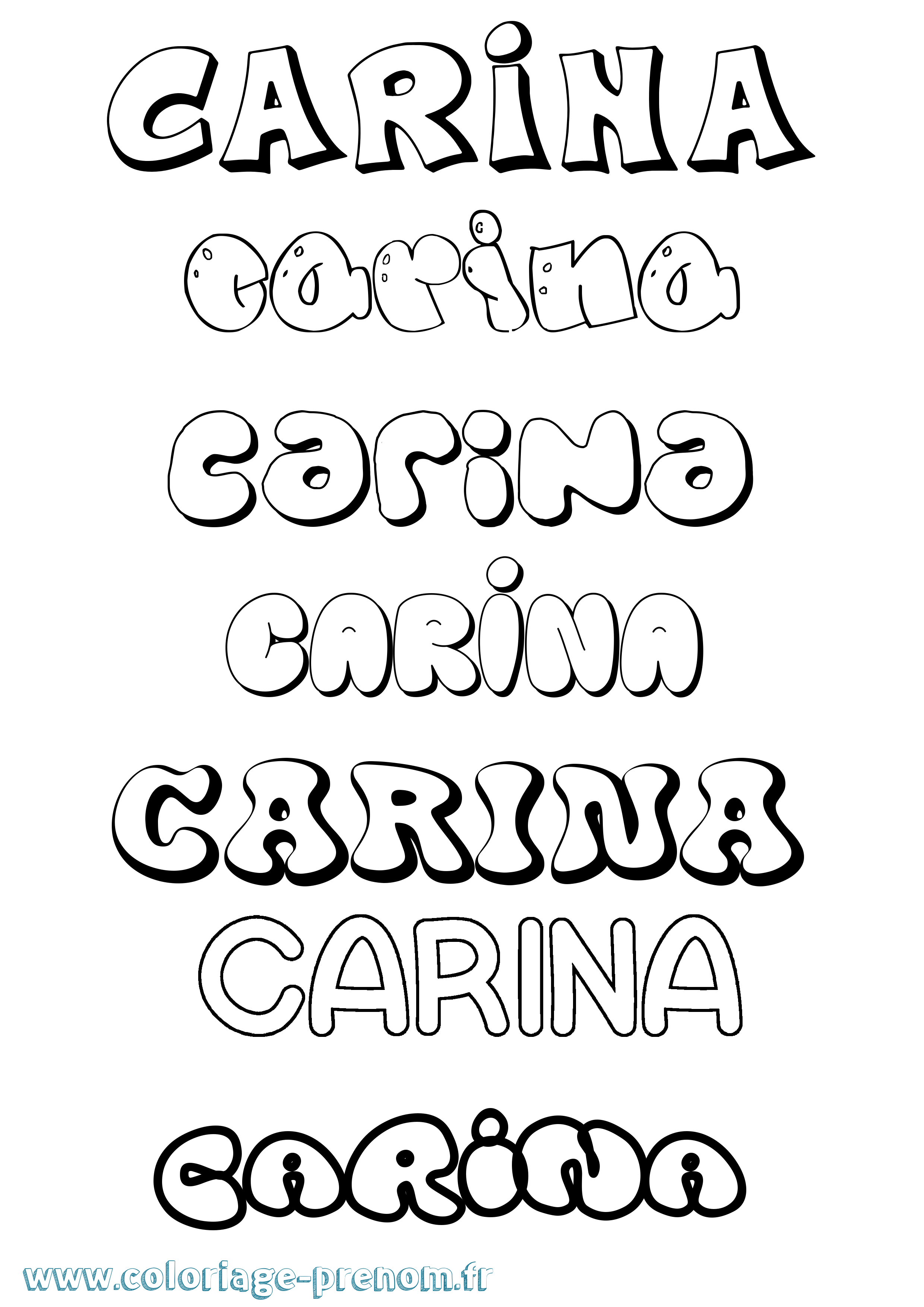 Coloriage Carina Bubble Coloriage prénom Carina Bubble