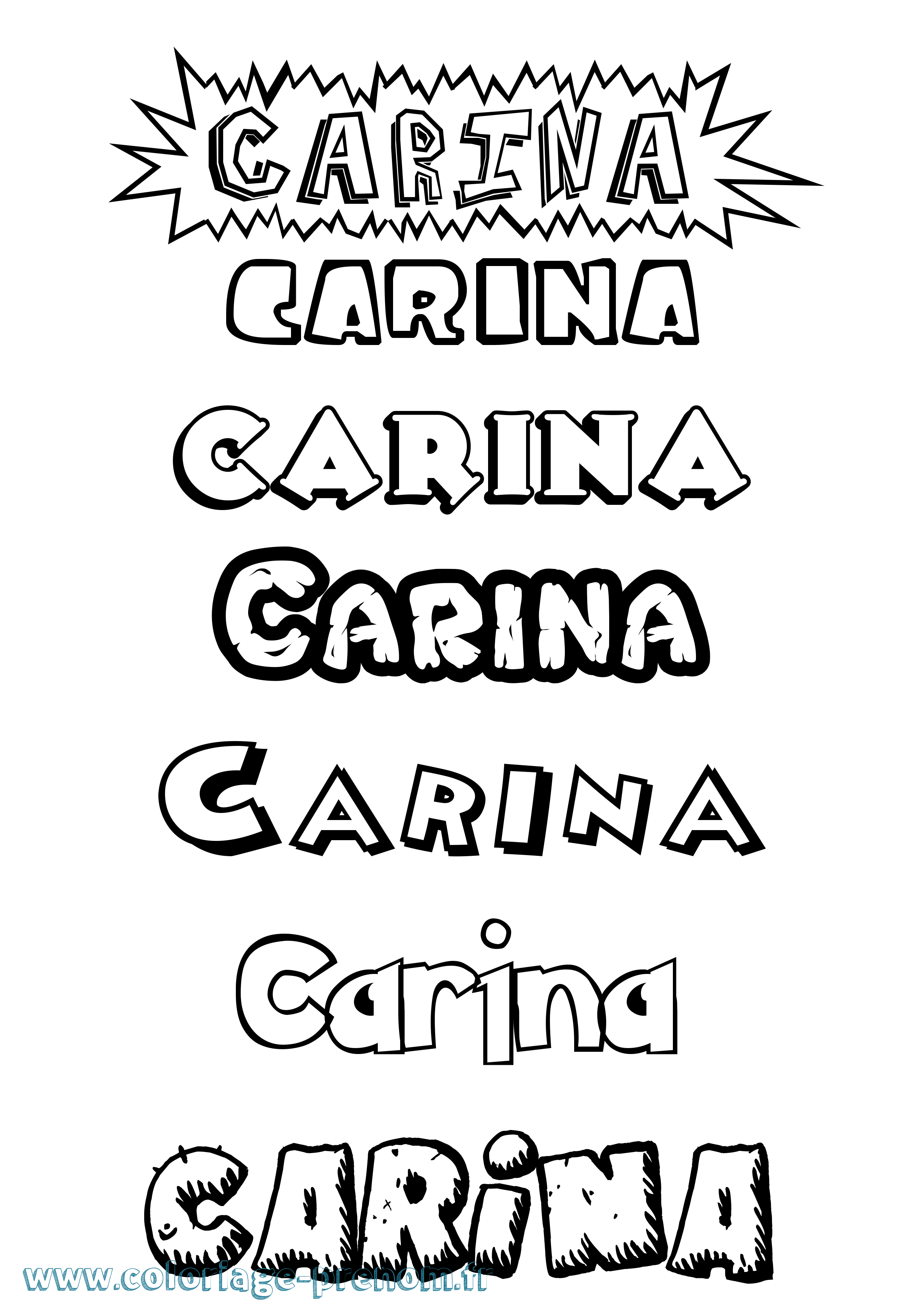 Coloriage Carina Dessin Animé Coloriage prénom Carina Dessin Animé