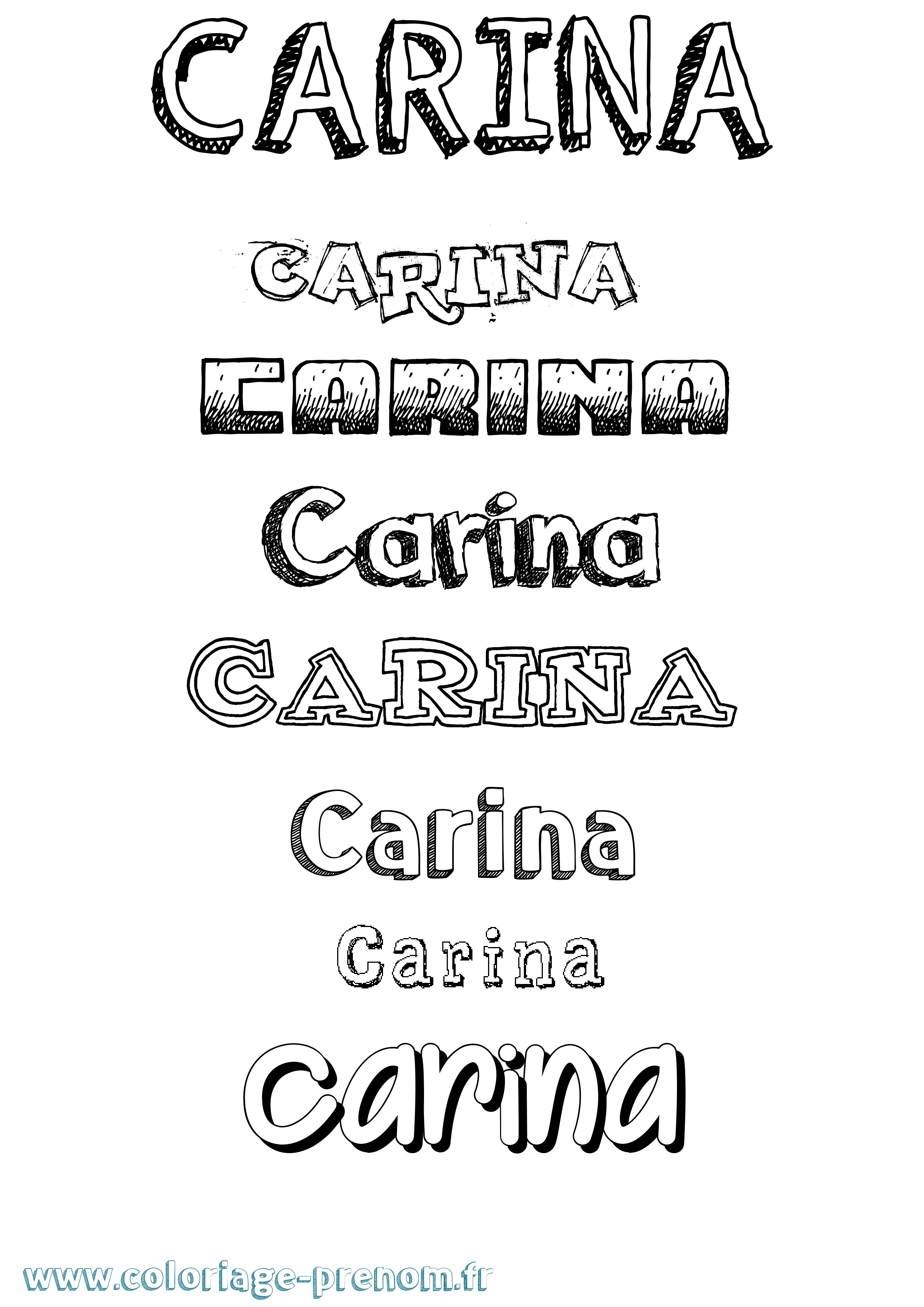 Coloriage Carina Dessiné Coloriage prénom Carina Dessiné